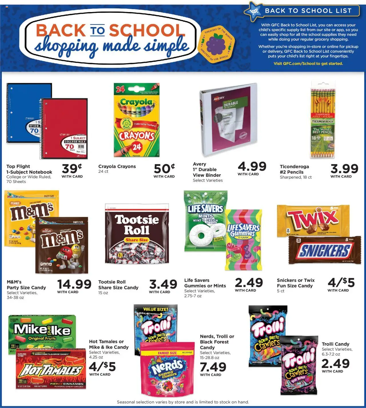 QFC Weekly Ad - valid from 06.08.2025 | Page: 11 | Products: Pencil, Chocolate, Fruits, Notebook