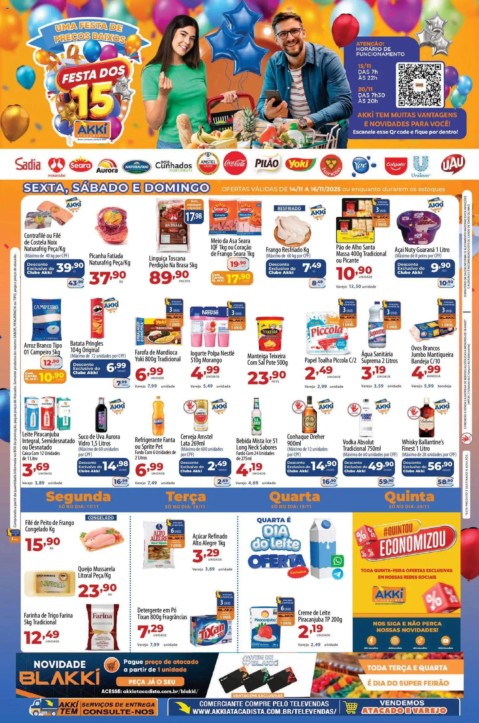 Akki Atacadista Folheto - válido de 14.11.2025 | Página: 1 | Produtos: Alho, Fanta, Batata, Peito de frango