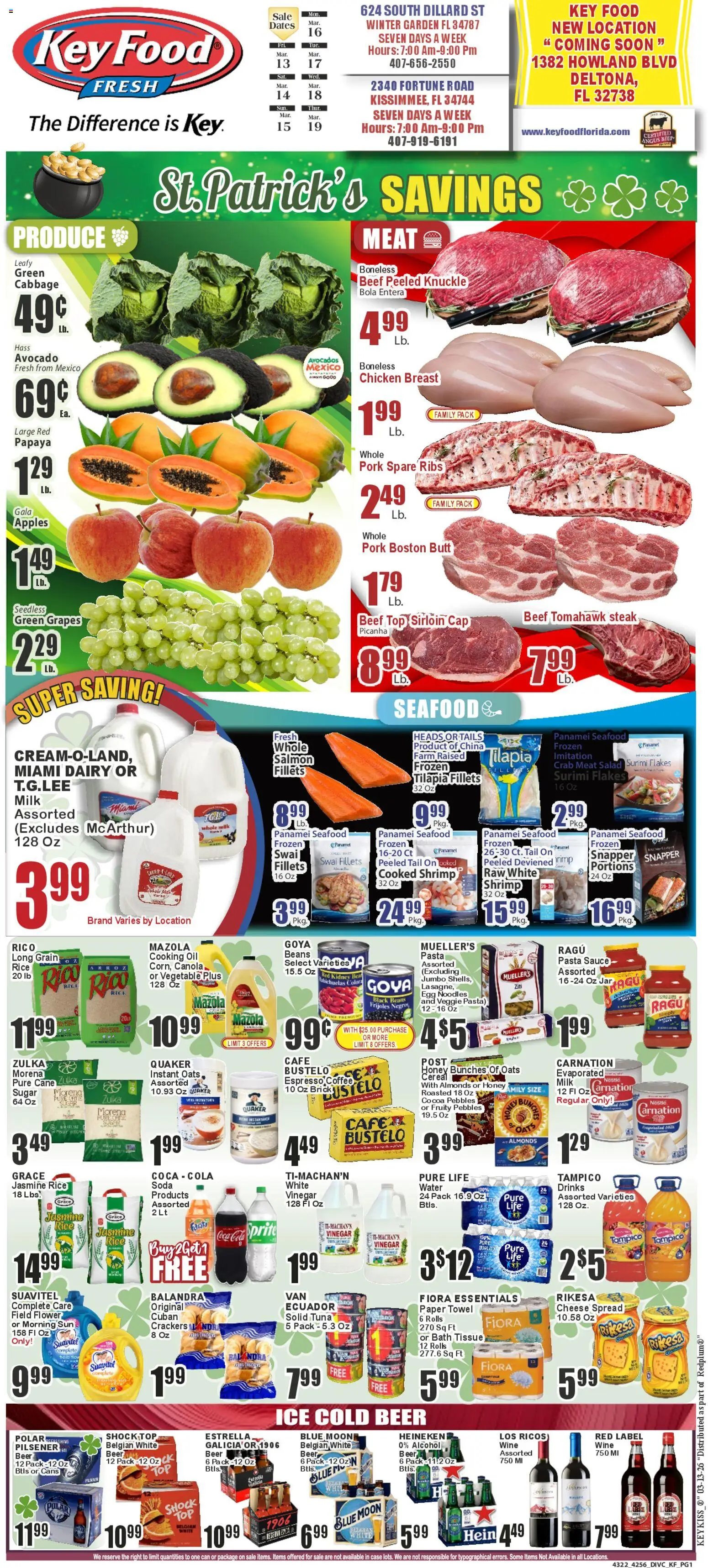 Key Food Weekly Ad - valid from 13.03.2026 | Page: 1 | Products: Pork, Avocado, Sugar, Shock