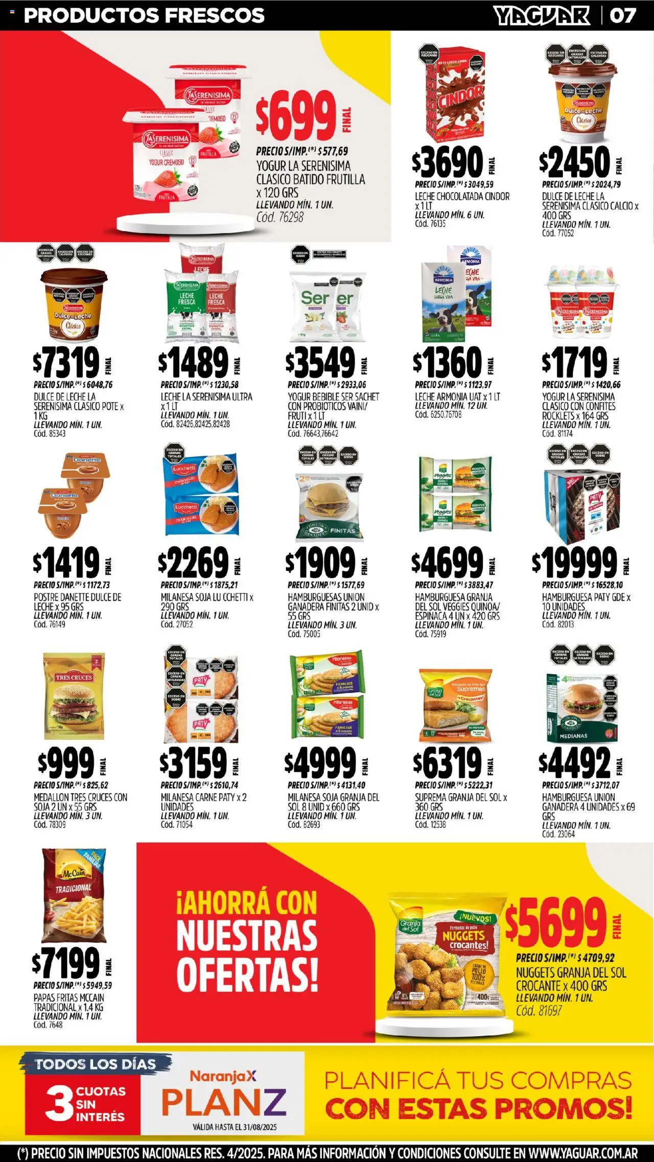 Yaguar - Mendoza │ válido desde el 18.08.2025 | Página: 7 | Productos: Frutilla, Yogur, Chocolatada, Papas fritas