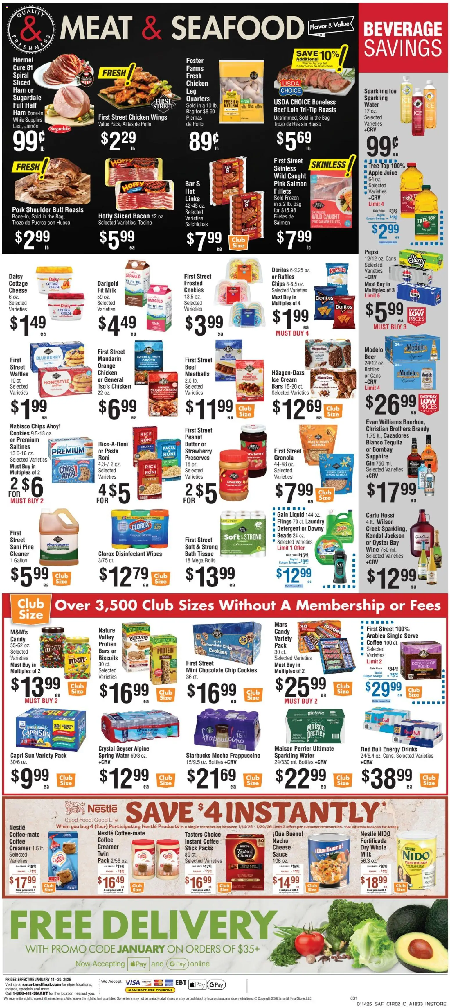 Smart & Final Grand Opening - valid from 14.01.2026 | Page: 3 | Products: Butter, Cottage cheese, Water, Chocolate Chip