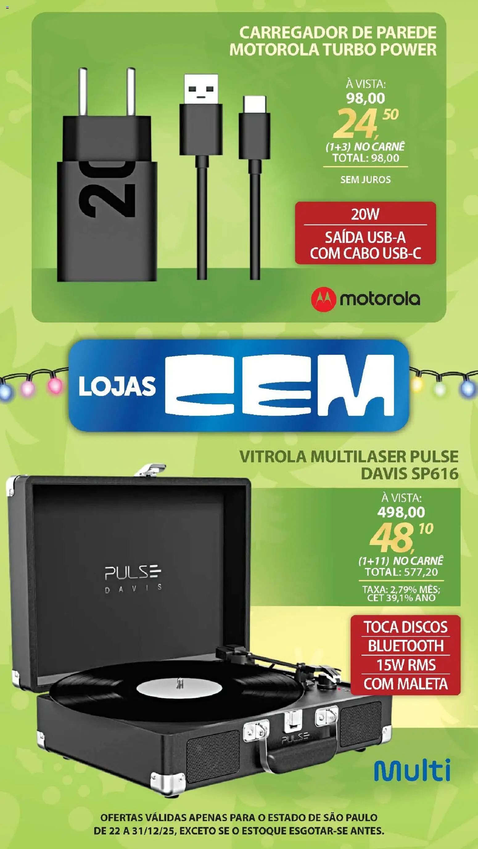 Lojas Cem Folheto - válido de 22.12.2025 | Página: 55 | Produtos: Vitrola, Carne, Cabo