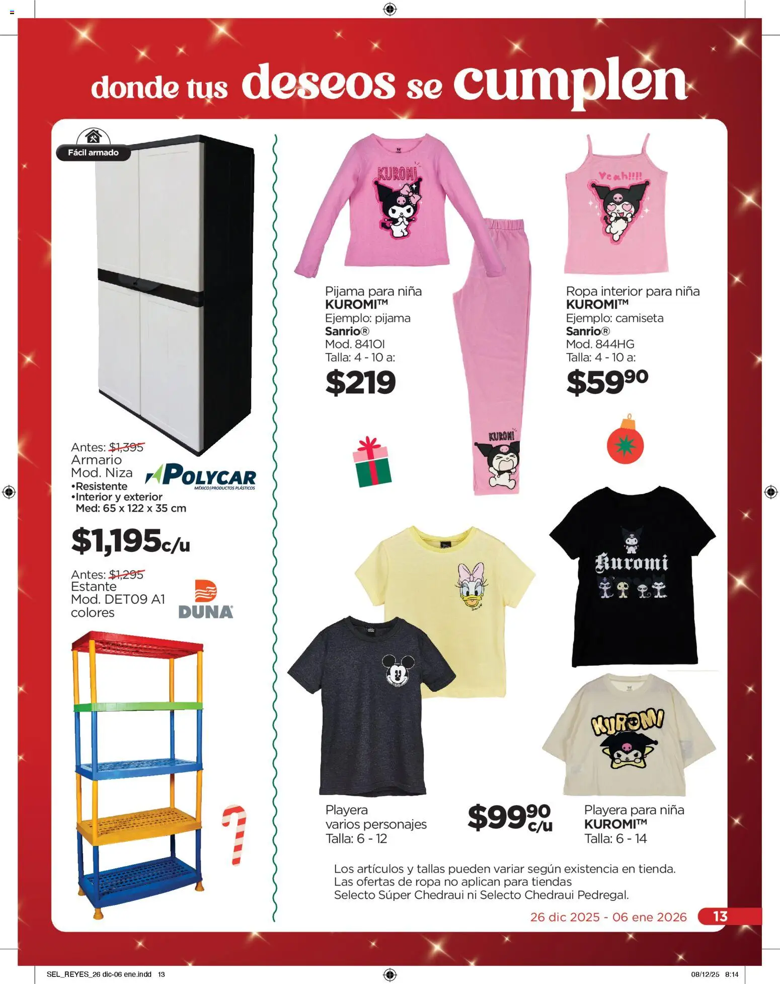 Nuevas ofertas de Chedraui válidas en toda la República Mexicana desde el 26.12.2025. ¡Encuentra las mejores ofertas en Chedraui folleto  Llevarte más cuesta menos! | Página: 13 | Productos: Ropa, Playera, Ropa interior, Camiseta