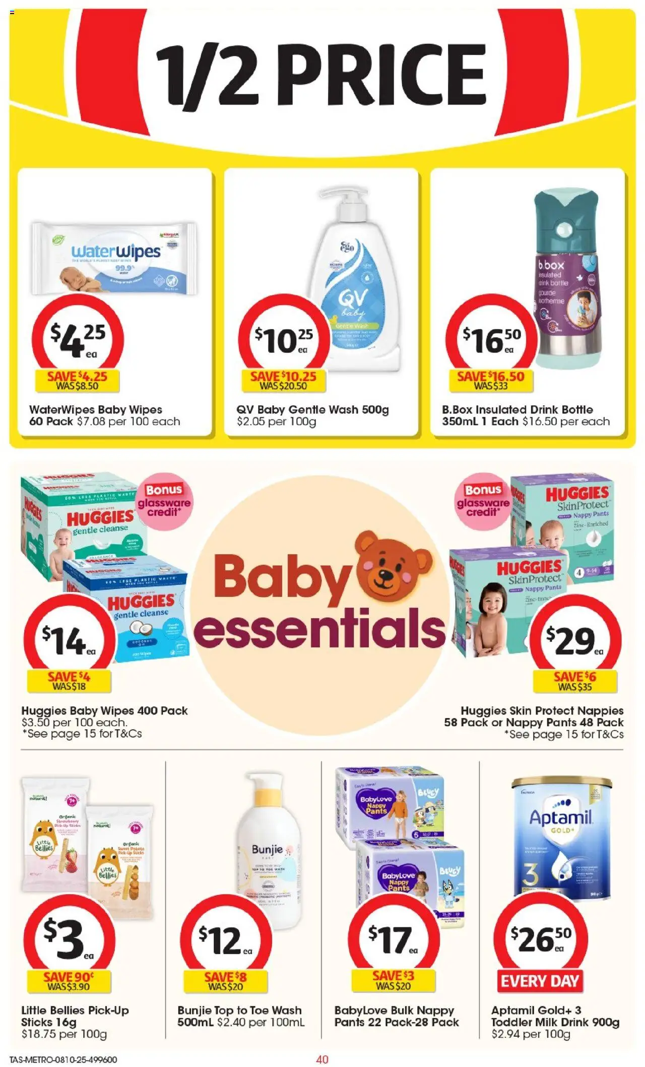 Coles catalogue - valid from 08.10.2025 | Page: 40 | Products: Glassware, Nappies, Pants, Zinc