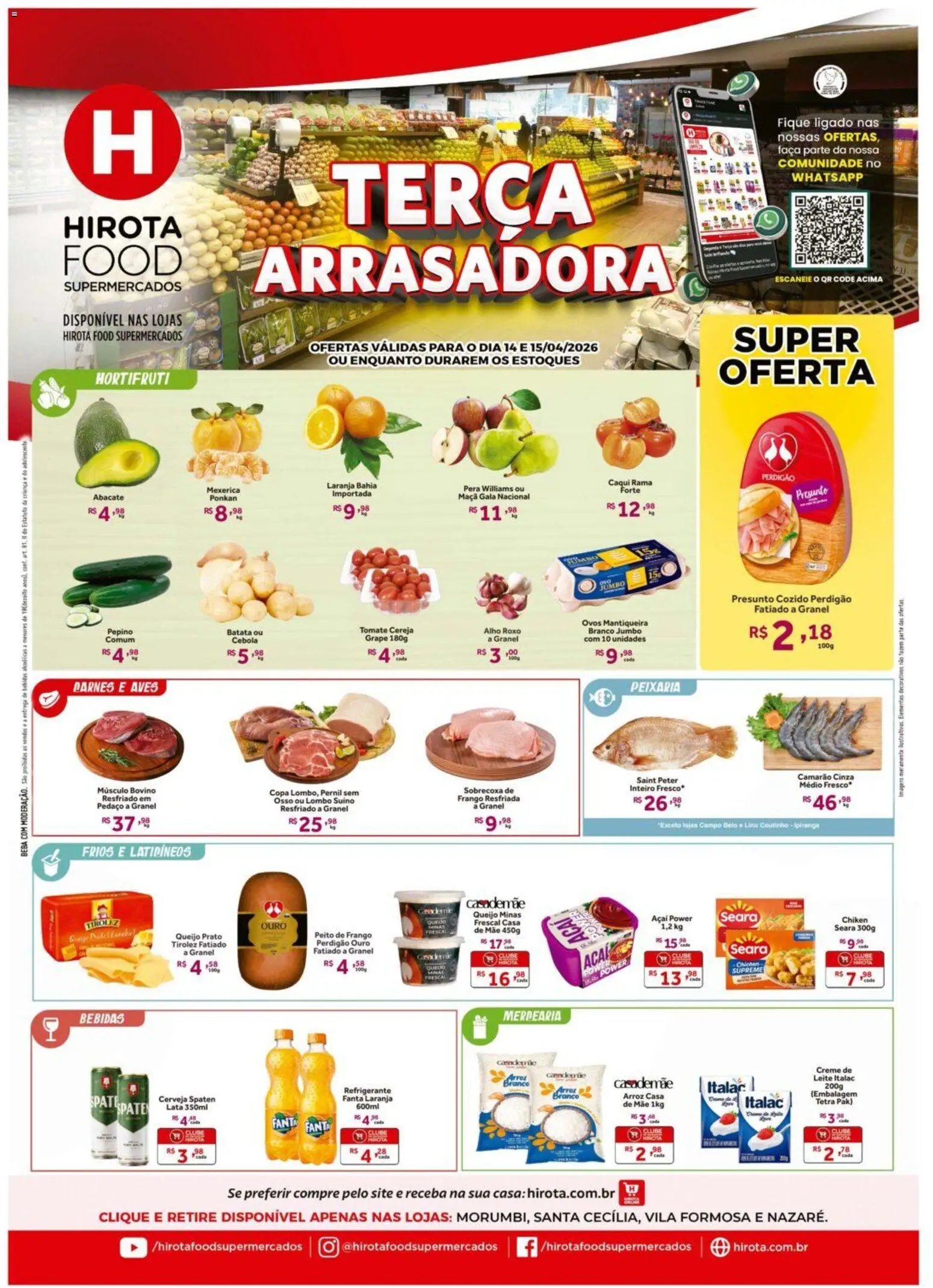 Hirota Food Folheto - válido de 14.04.2026 | Página: 1 | Produtos: Pera, Cebola, Queijo, Creme