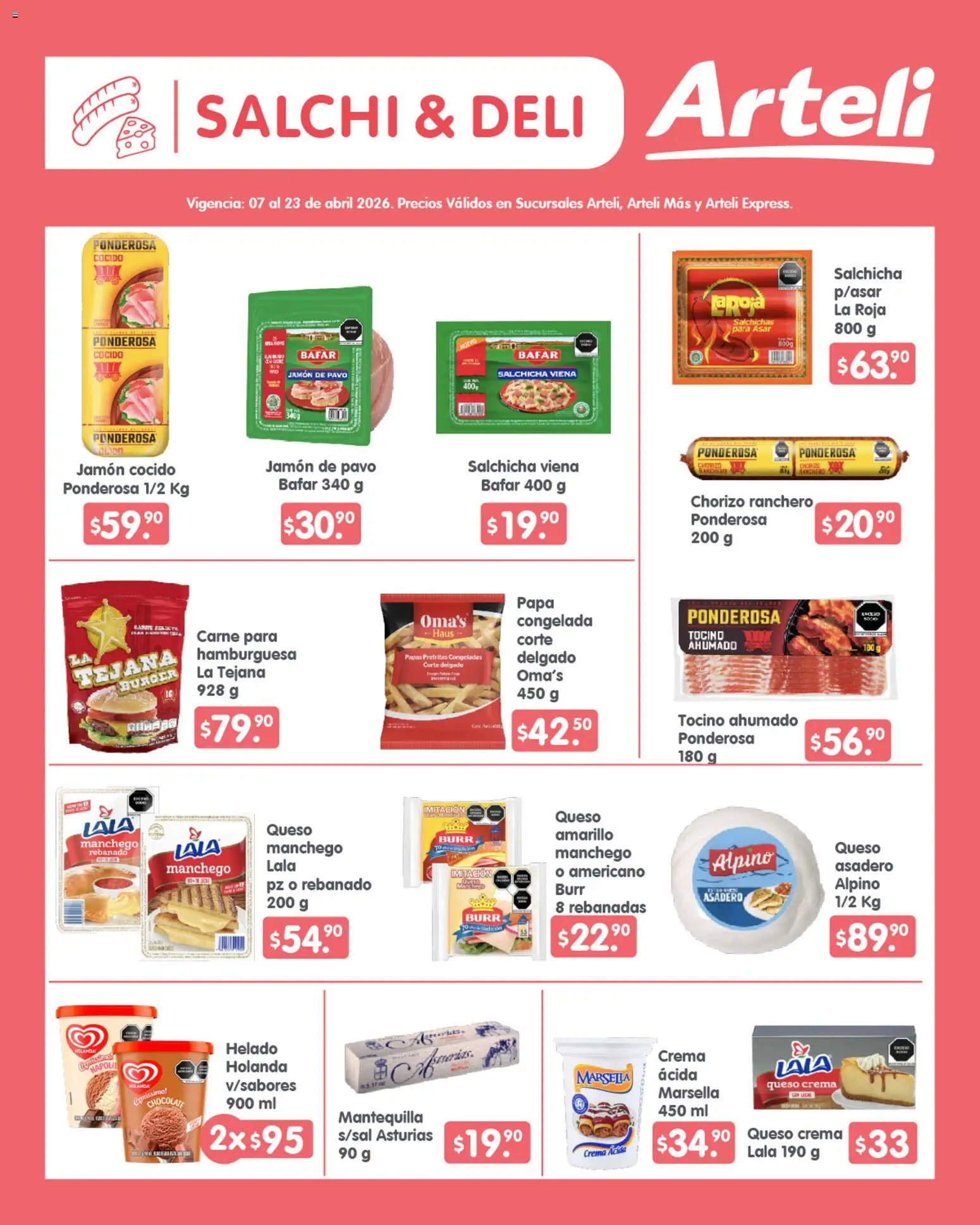 Nuevas ofertas de Arteli válidas en toda la República Mexicana desde el 07.04.2026. ¡Encuentra las mejores ofertas en Arteli folleto Quincenal! | Página: 7 | Productos: Leche, Queso, Chocolate, Helado