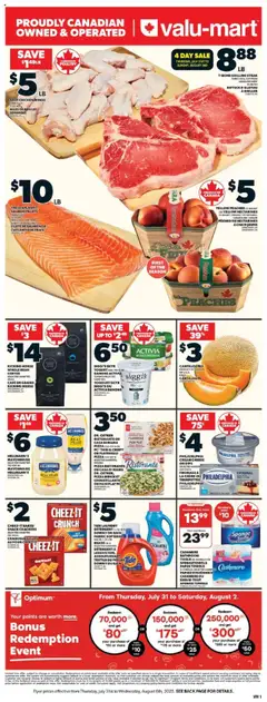 Valu Mart flyer valid from 31.07.2025 | Page: 3 | Products: Cream, PC, Fabric softener, Cheese
