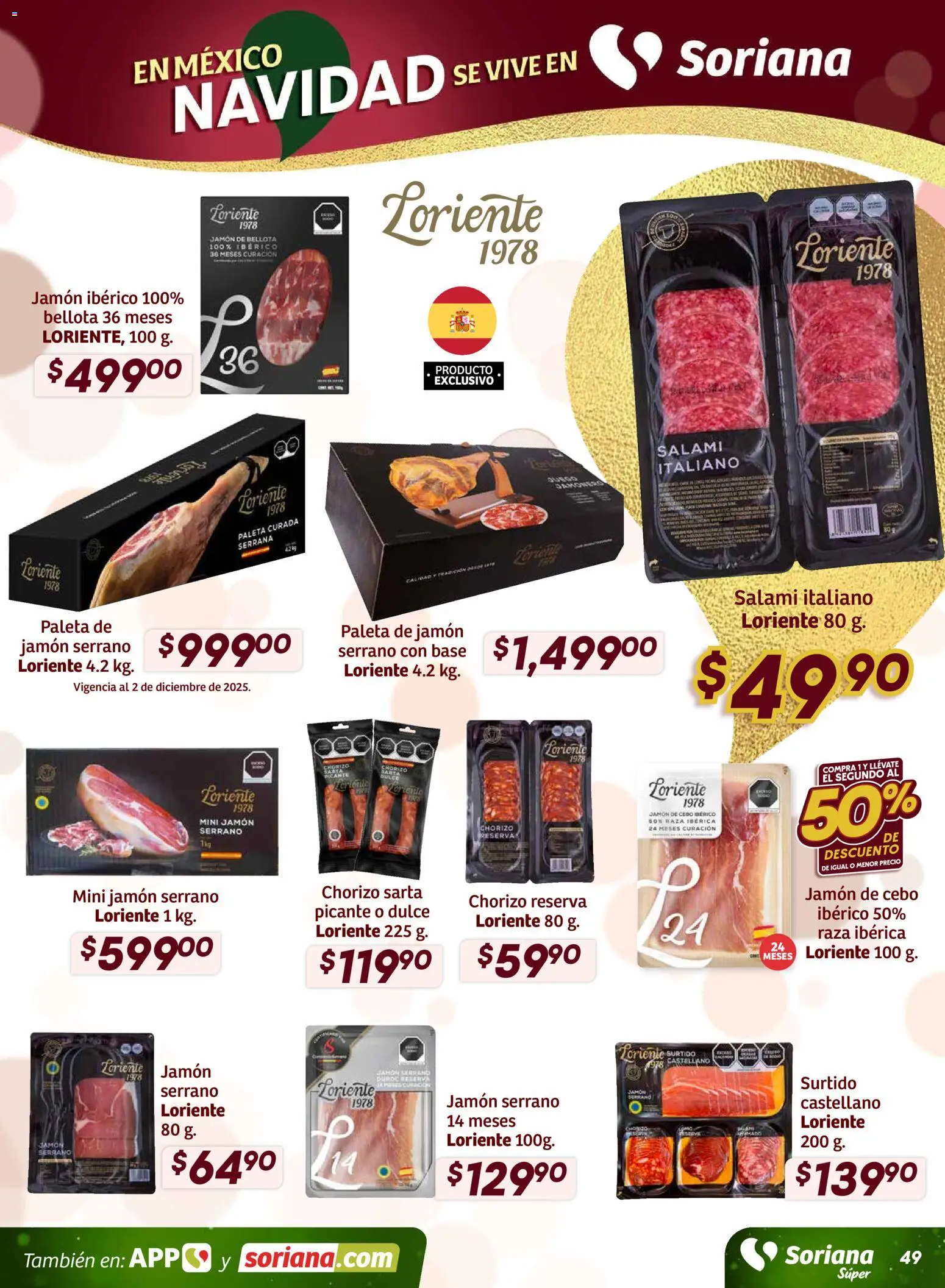 Nuevas ofertas de Soriana válidas en toda la República Mexicana desde el 27.11.2025. ¡Encuentra las mejores ofertas en Soriana - Preciazazaso Súper: Frontera BCN, Son! | Página: 50 | Productos: Paleta, Jamón, Chorizo, Salami