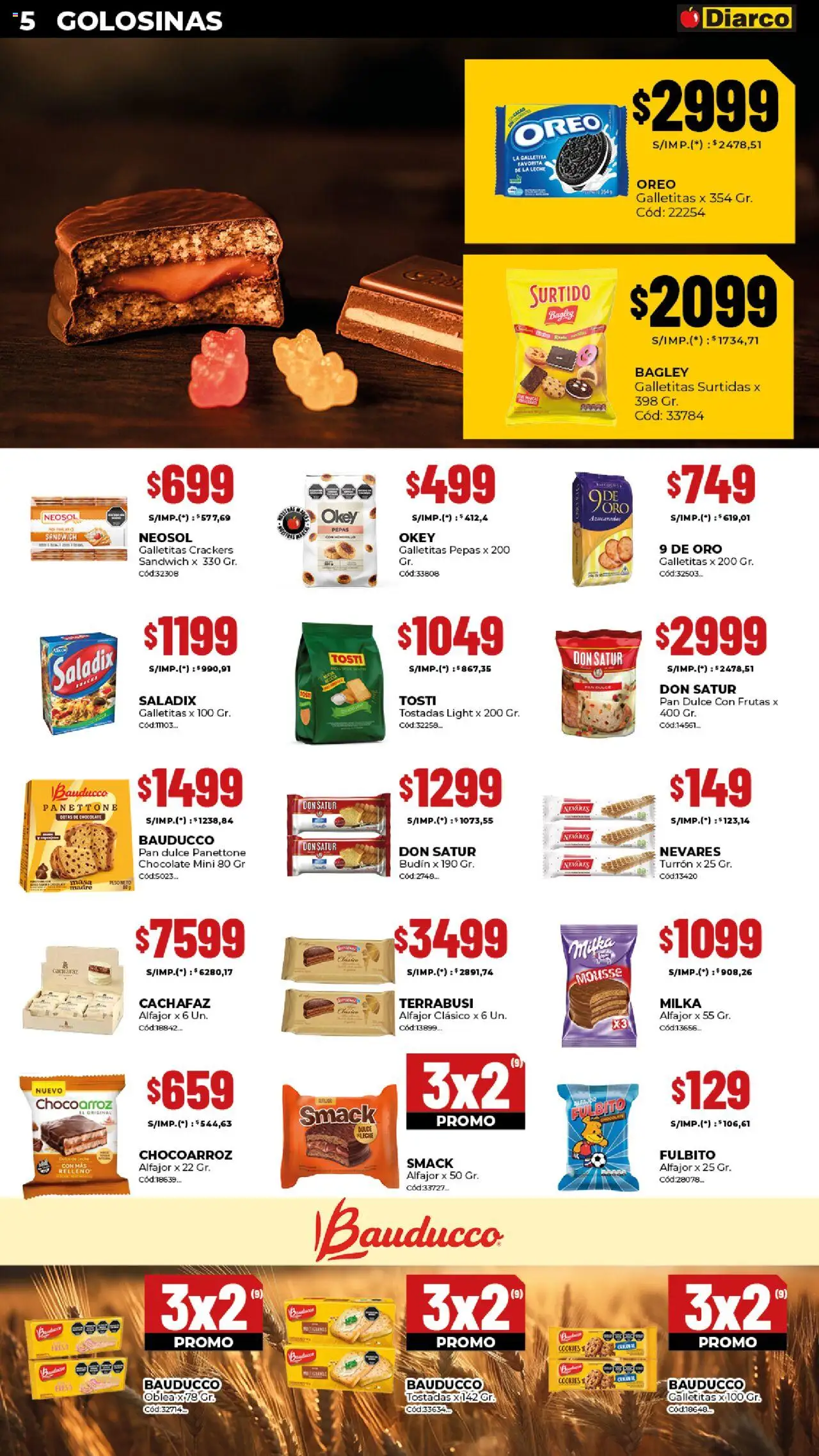 Diarco ofertas │ válido desde el 20.10.2025 | Página: 5 | Productos: Leche, Pan, Alfajor, Golosinas