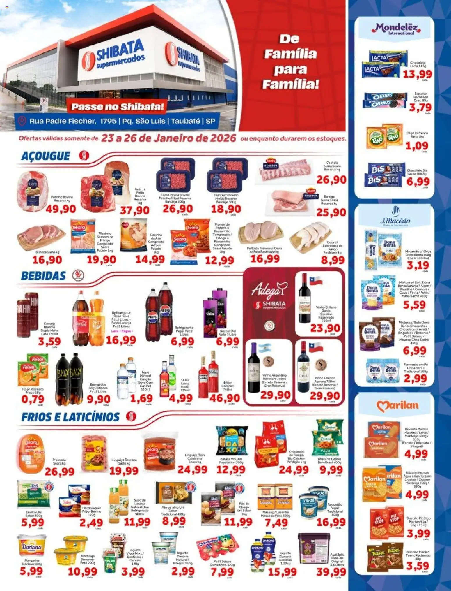 Shibata Folheto - válido de 23.01.2026 | Página: 1 | Produtos: Pão, Cerveja, Campari, Açaí