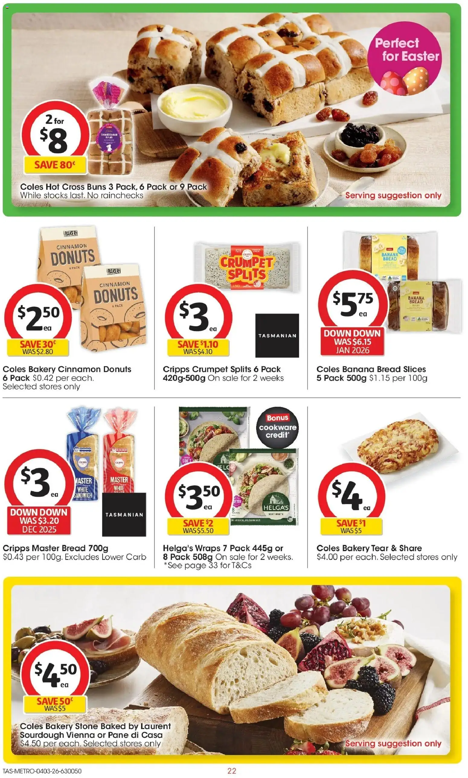 Coles catalogue - valid from 04.03.2026 | Page: 22 | Products: Donuts, Bread, Cookware, Bakery