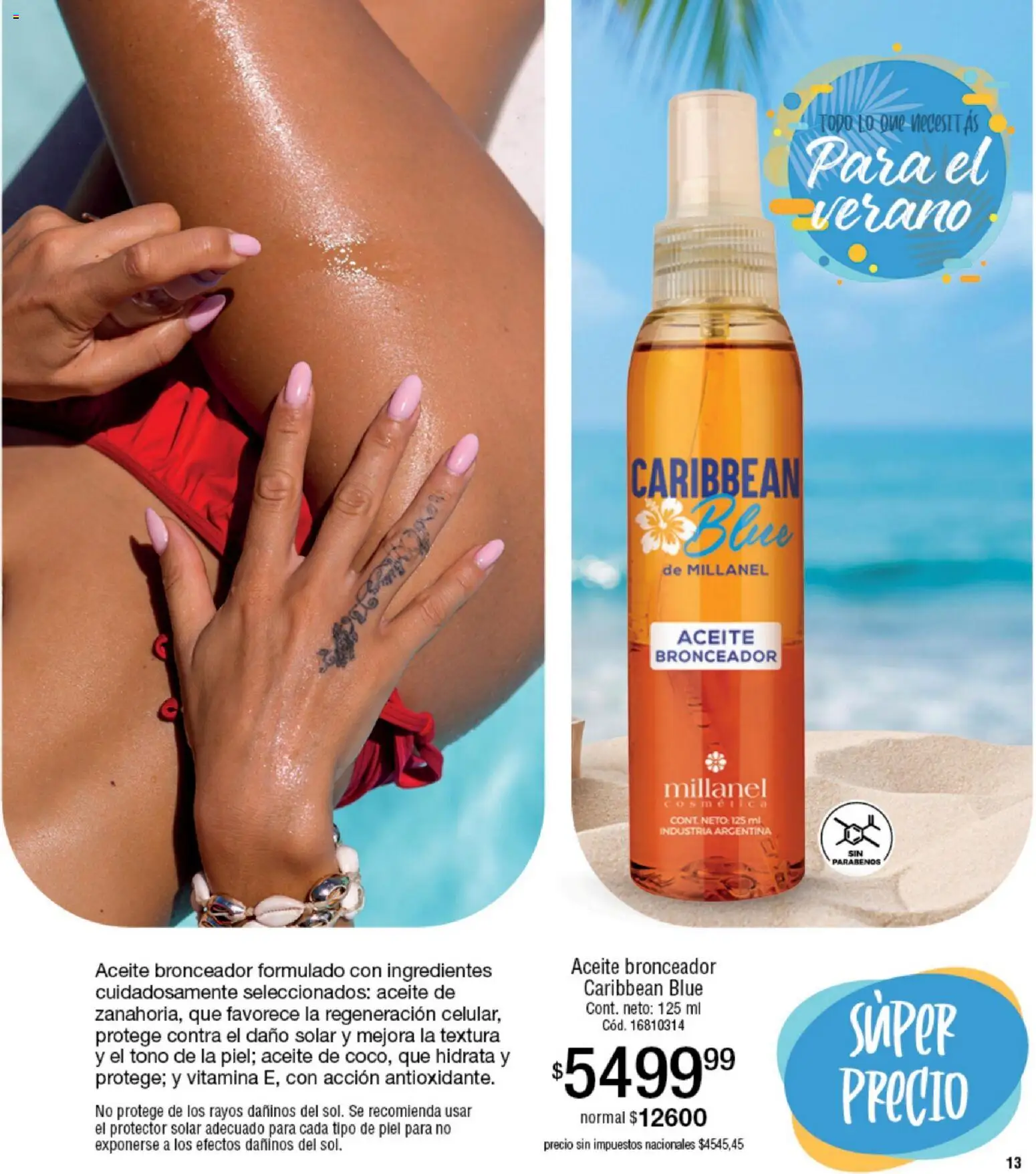 Millanel - Catálogo │ válido desde el 02.02.2026 | Página: 13 | Productos: Aceite, Bronceador, Protector solar