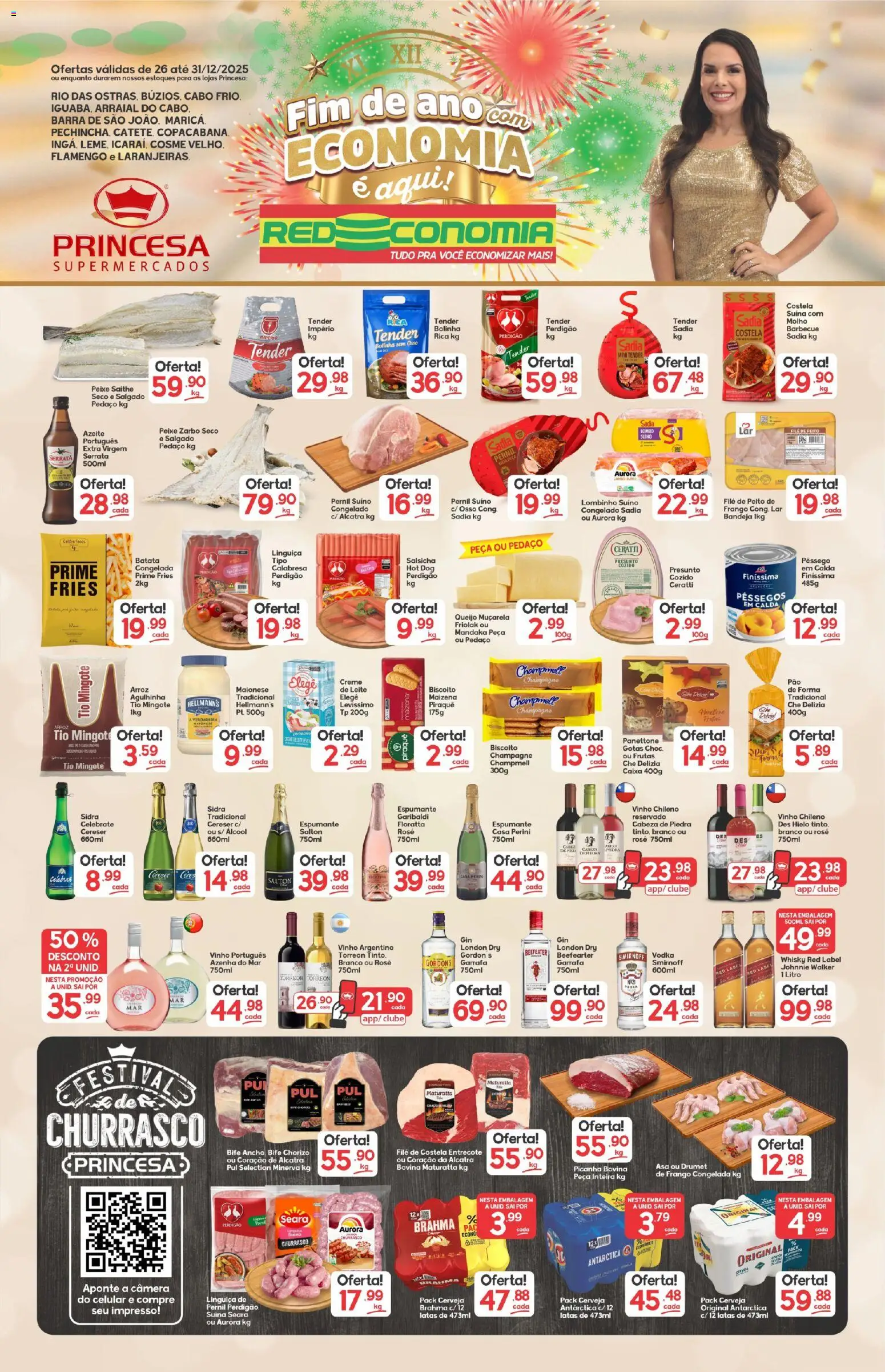 Princesa Folheto - válido de 26.12.2025 | Página: 1 | Produtos: Pêssego, Biscoito, Whisky, Leite