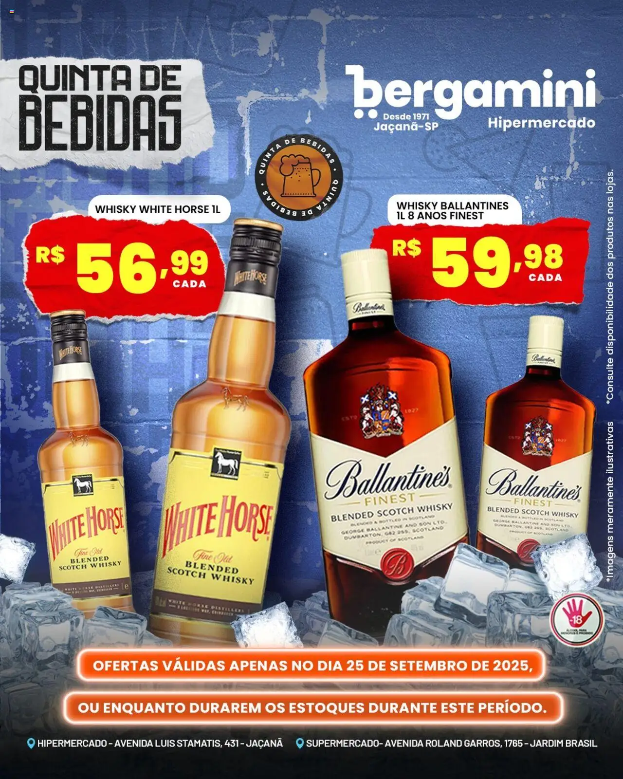 Supermercado Bergamini Folheto - válido de 25.09.2025 | Página: 1 | Produtos: Whisky, Tinta