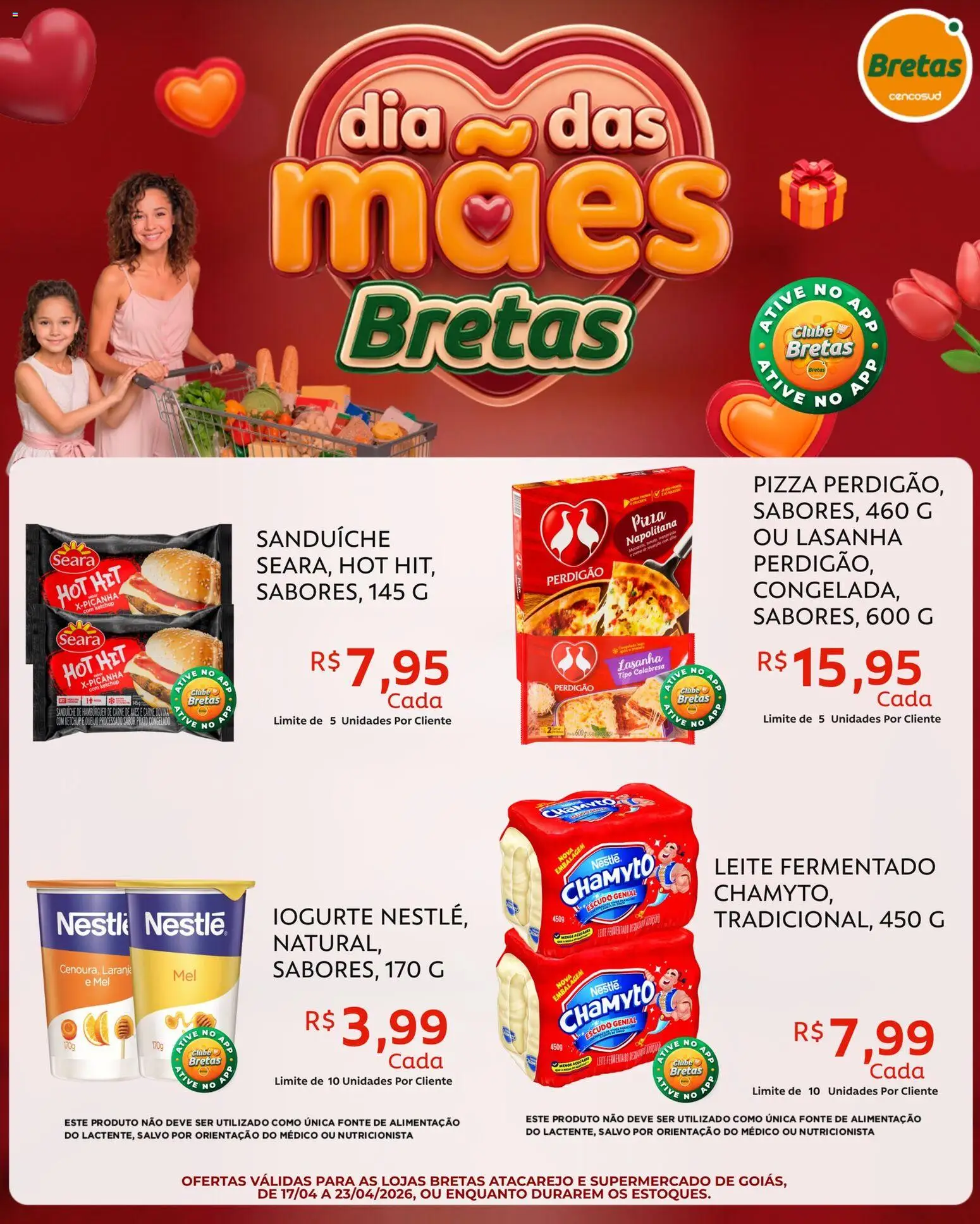 Bretas Folheto - válido de 17.04.2026 | Página: 2 | Produtos: Iogurte, Sanduíche, Mel, Hambúrguer