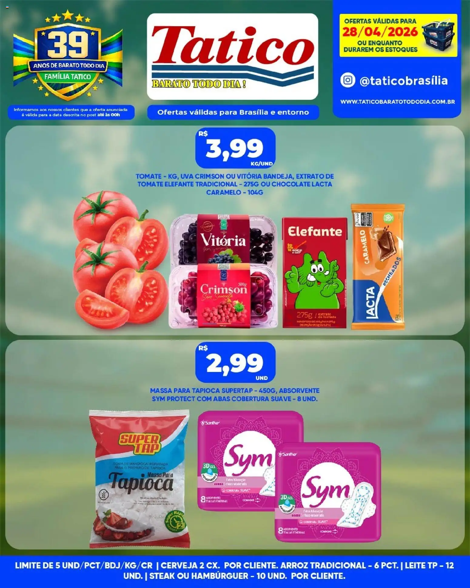 Tatico Folheto - válido de 28.04.2026 | Página: 3 | Produtos: Leite, Chocolate, Cerveja, Massa