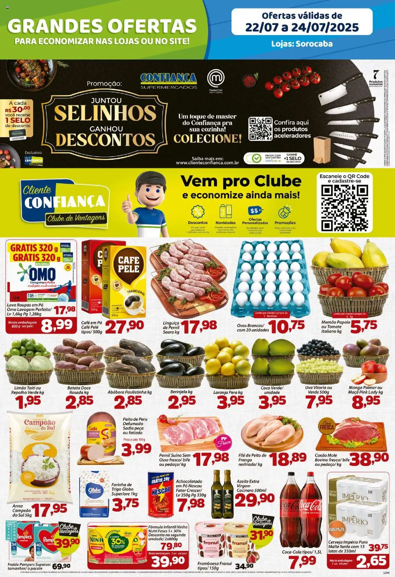 Confiança Folheto - válido de 22.07.2025 | Página: 1 | Produtos: Abóbora, Achocolatado, Cerveja, Roupas