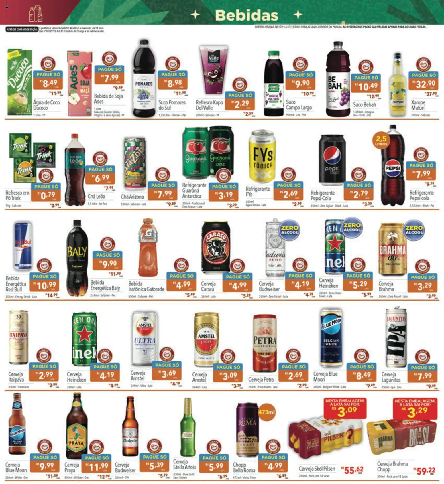 Supermercados Condor Folheto - válido de 17.11.2025 | Página: 18 | Produtos: Água de coco, Guaraná, Vinho, Refrigerante