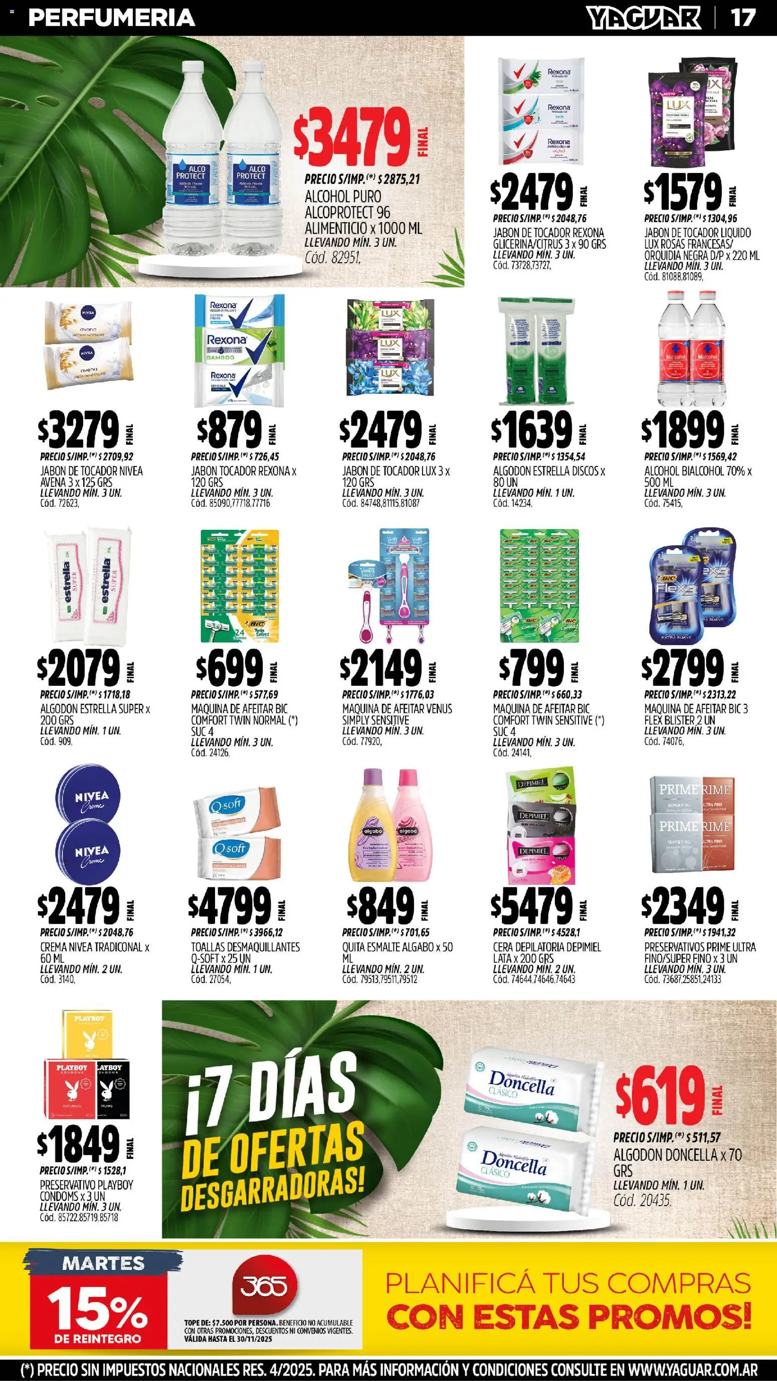 Yaguar - Trelew │ válido desde el 03.11.2025 | Página: 19 | Productos: Algodón, Avena, Jabón, Preservativos