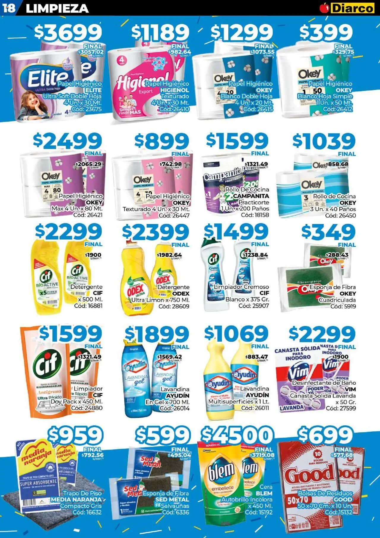 Diarco - Ofertas Interior │ válido desde el 15.09.2025 | Página: 18 | Productos: Trapo de piso, Lavandina, Limón, Crema