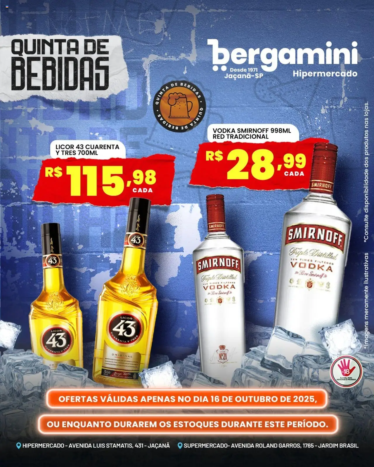 Supermercado Bergamini Folheto - válido de 16.10.2025 | Página: 8 | Produtos: Licor, Licor 43, Vodka