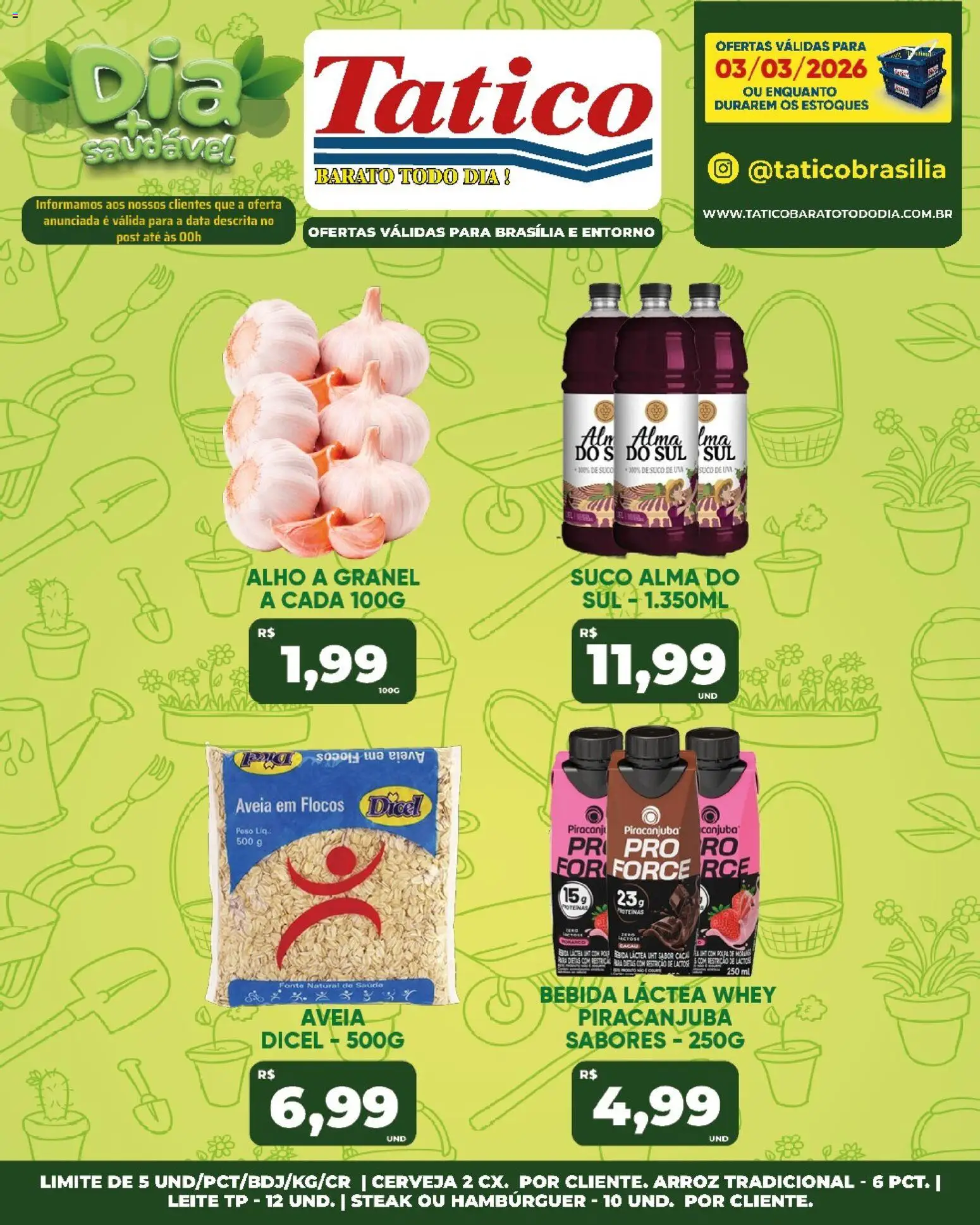 Tatico Folheto - válido de 04.03.2026 | Página: 28 | Produtos: Alho, Flocos, Bebida, Aveia
