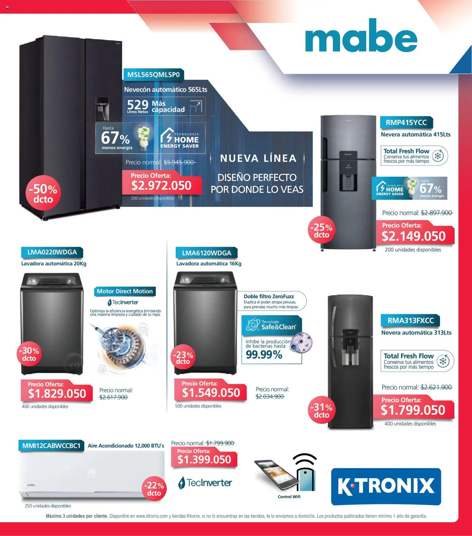 Ktronix revista - valida desde el 14.03.2026 | Página: 9 | Productos: Té, Lavadora, Aire acondicionado, Nevera