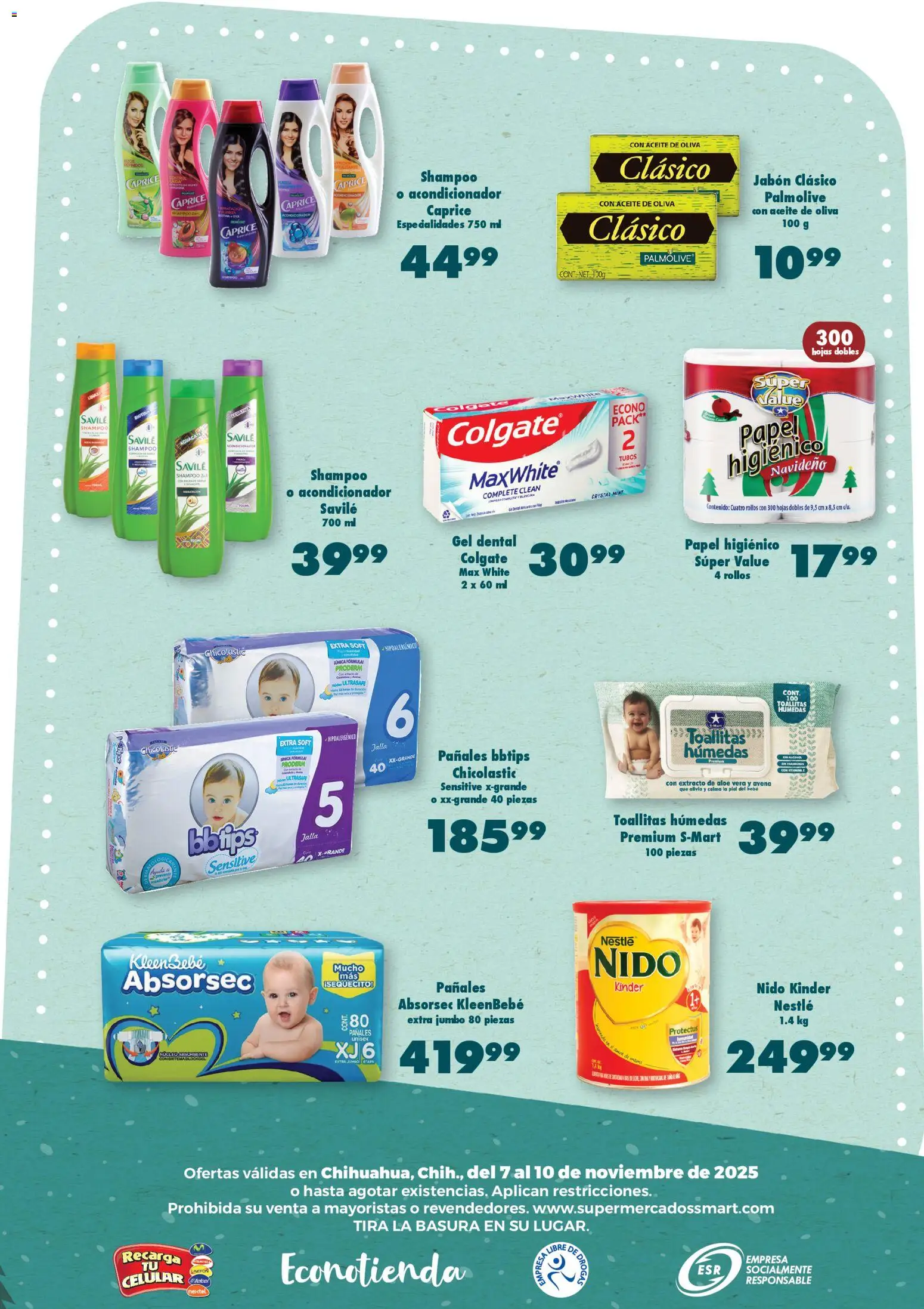 Nuevas ofertas de S-Mart válidas en toda la República Mexicana desde el 07.11.2025. ¡Encuentra las mejores ofertas en S-Mart folleto Chihuahua! | Página: 6 | Productos: Avena, Aceite de oliva, Pañales, Jabón