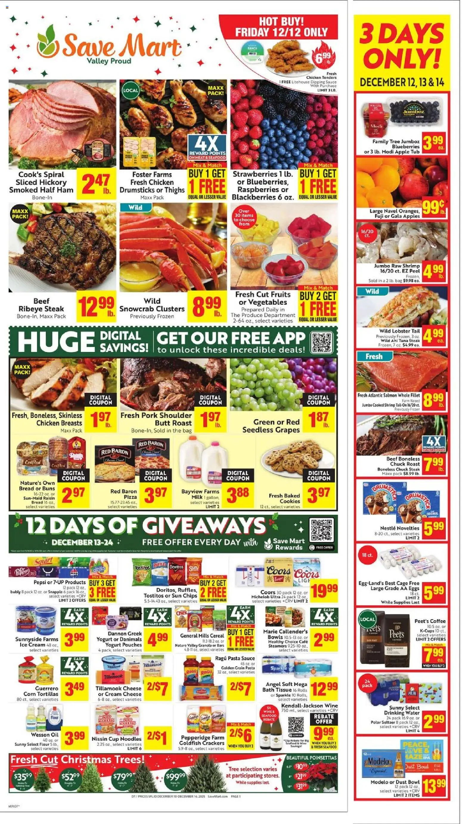 Save Mart Weekly - CA - valid from 10.12.2025 | Page: 1 | Products: Bath, Ham, Pasta, Cream