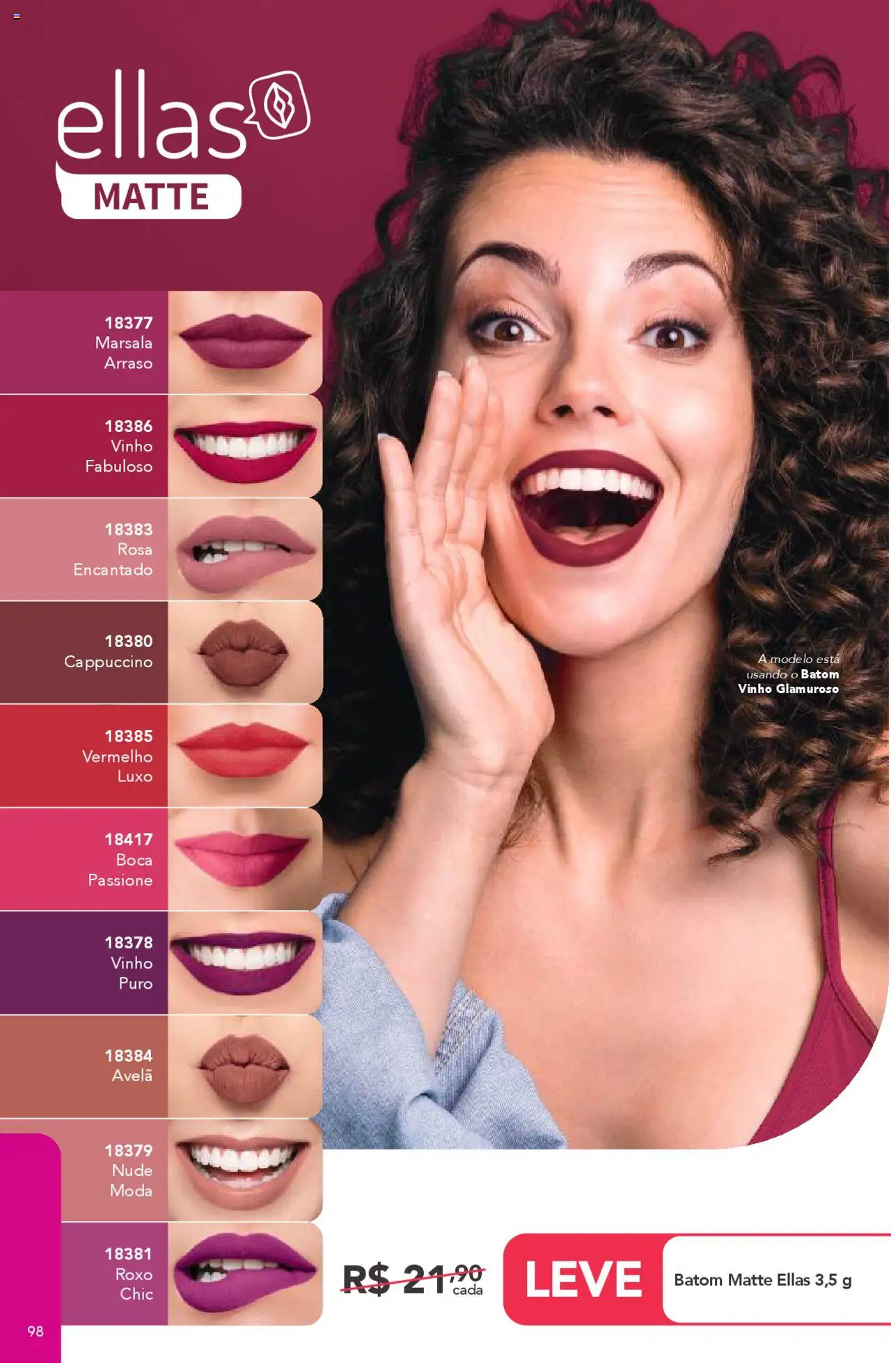 Jequiti Folheto - válido de 03.10.2025 | Página: 98 | Produtos: Batom, Vinho, Avelã