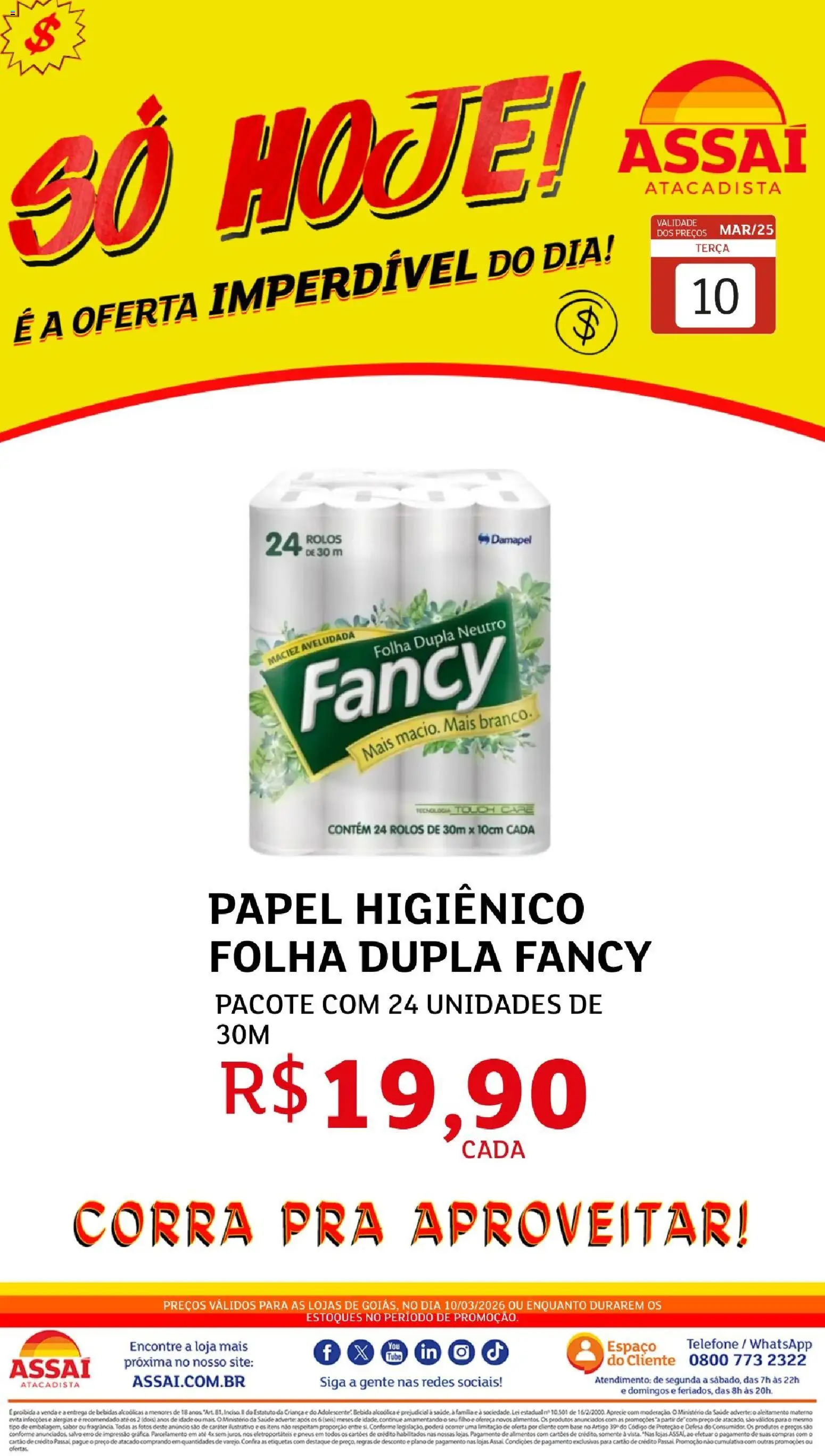 Assaí Atacadista Folheto - válido de 10.03.2026 | Página: 1 | Produtos: Base, Bebida, Telefone, Papel higiênico