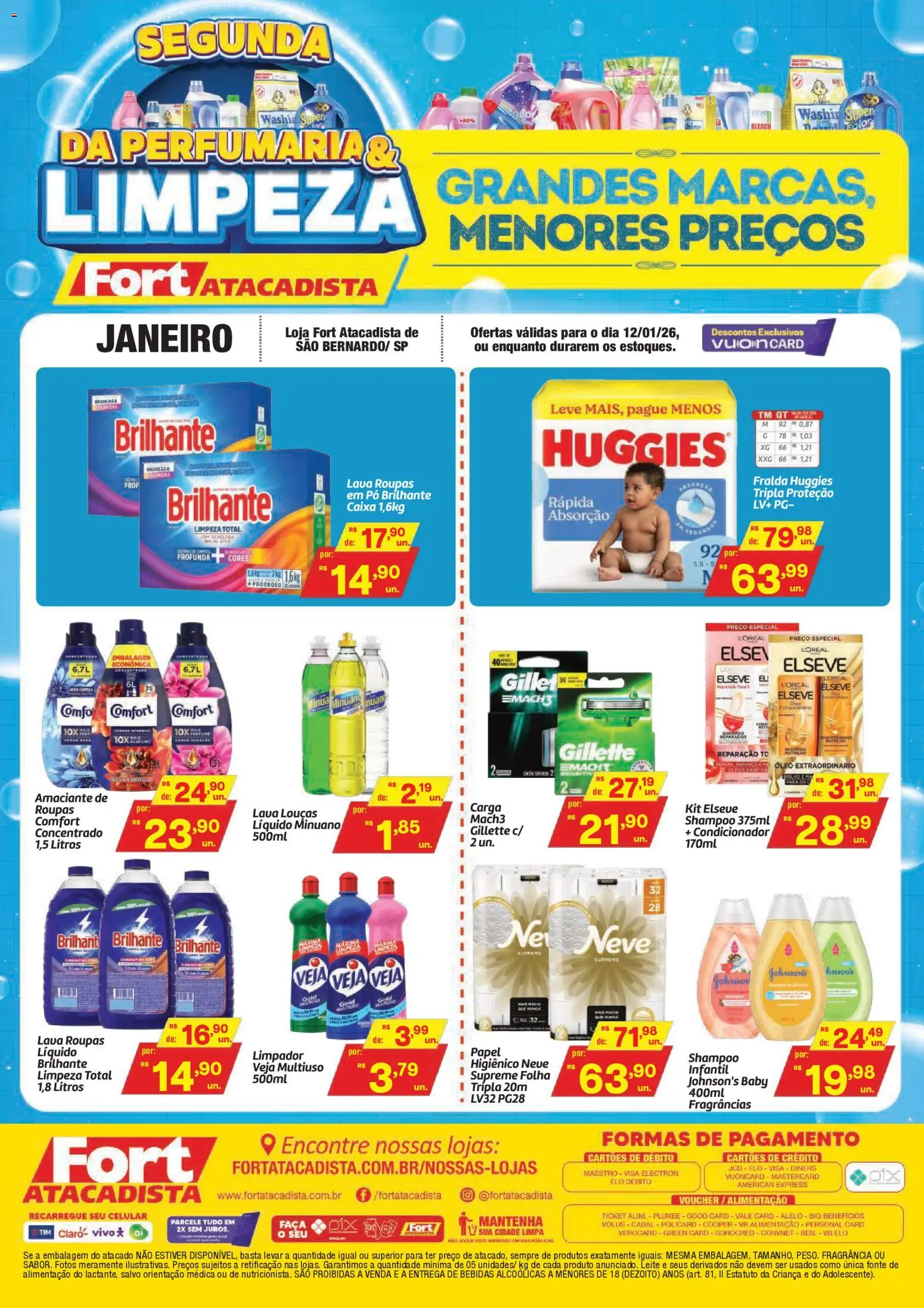 Fort Atacadista Folheto - válido de 12.01.2026 | Página: 1 | Produtos: Condicionador, Caixa, Óleo, Roupas