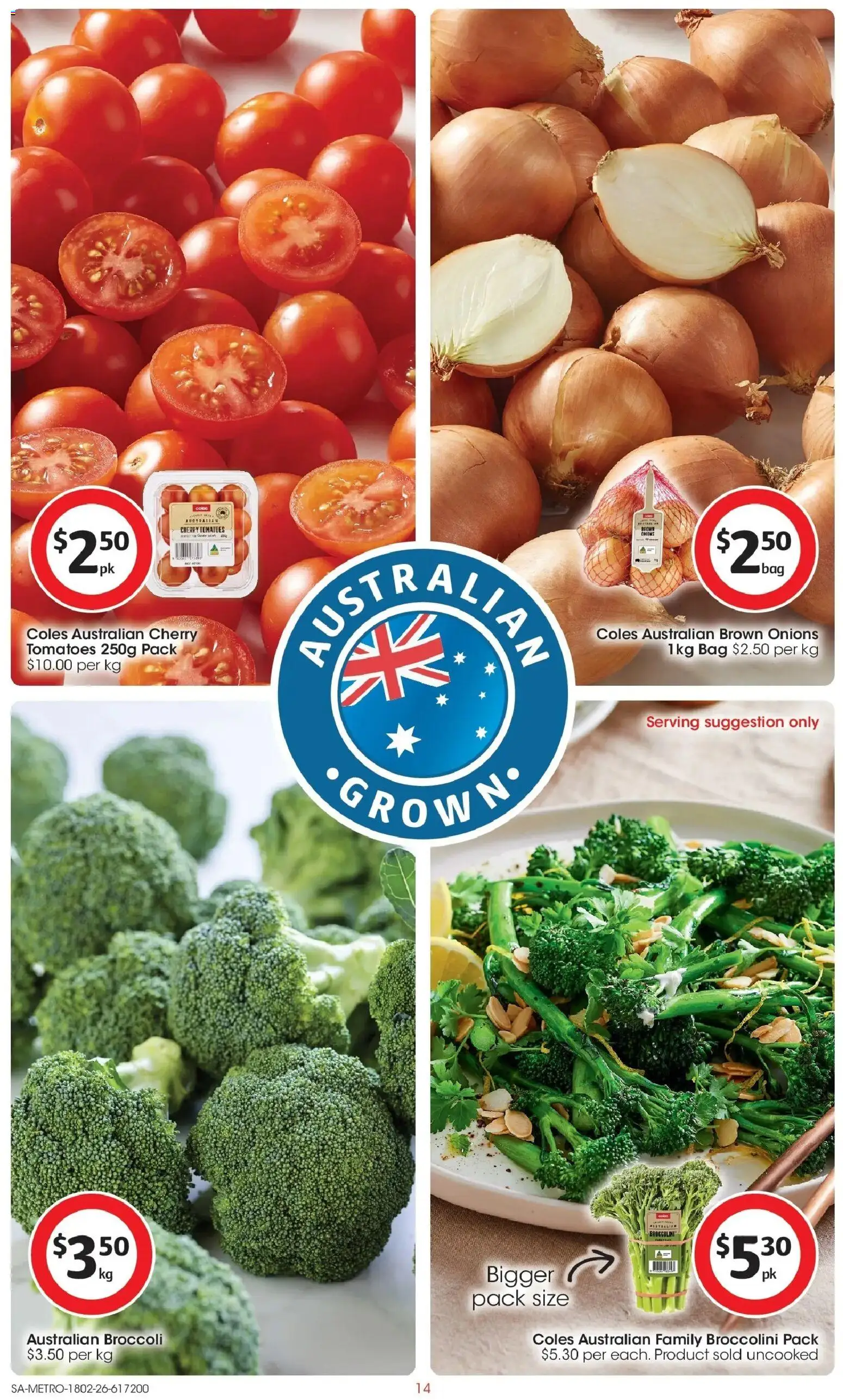 Coles catalogue - valid from 18.02.2026 | Page: 14 | Products: Tomatoes, Onions, Bag