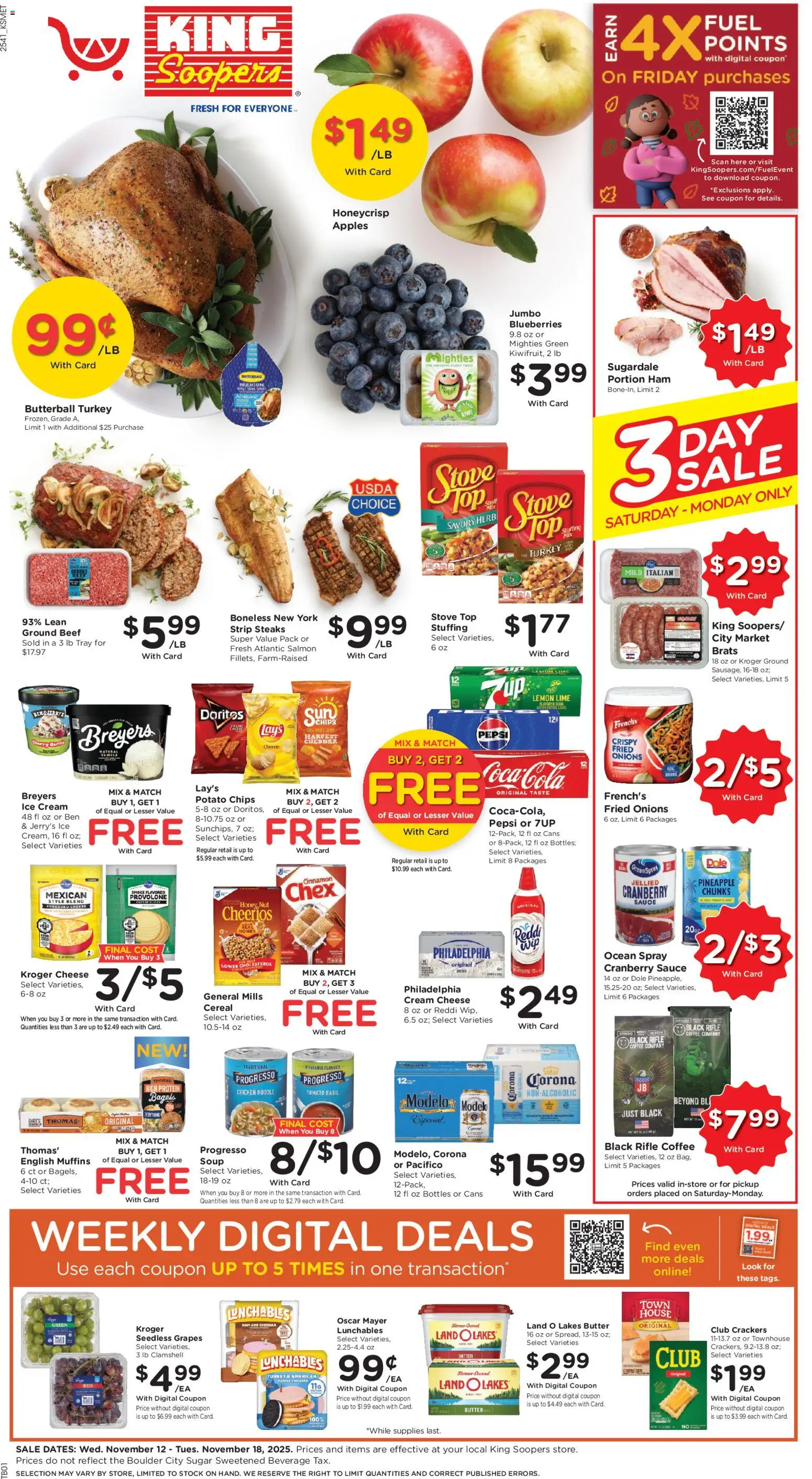 King Soopers Black Friday - valid from 12.11.2025 | Page: 1 | Products: Coffee, Ice cream, Sauce, Rifle