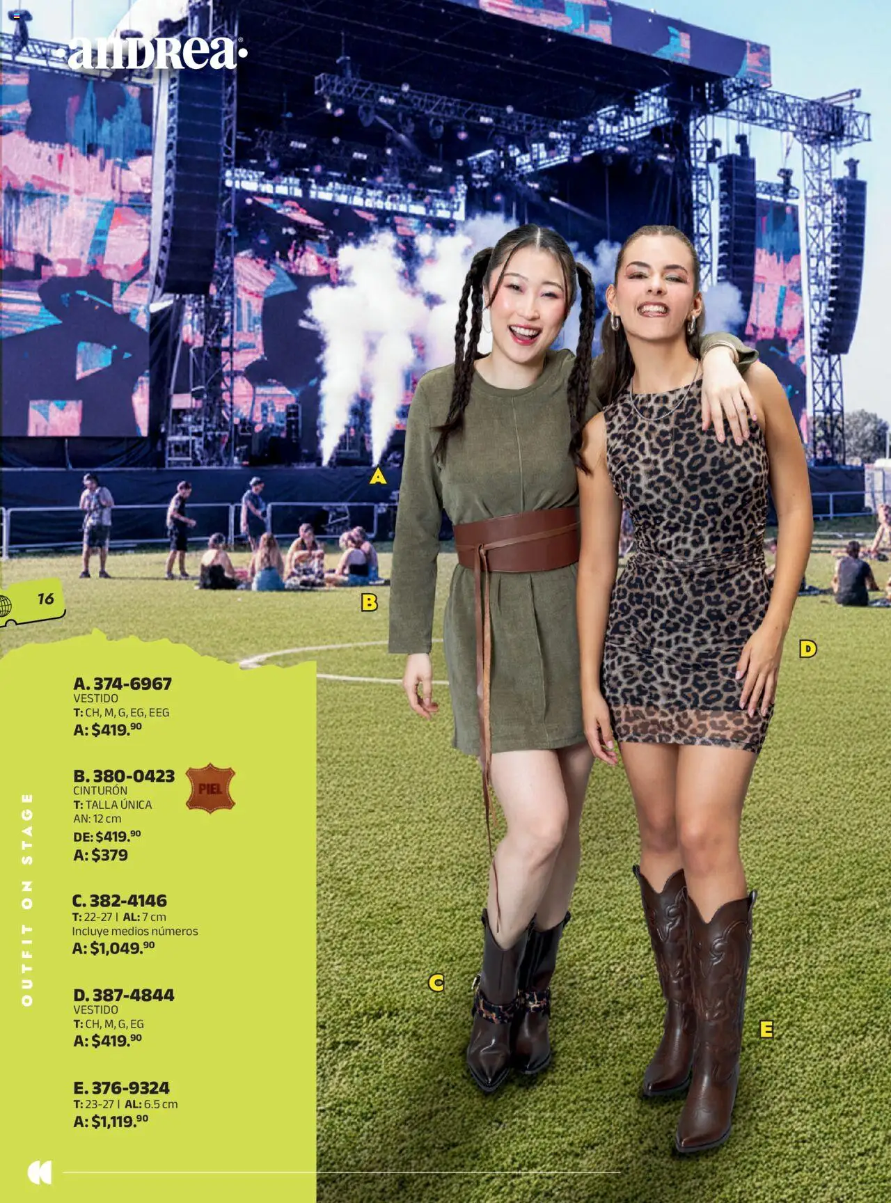 Nuevas ofertas de Andrea válidas en toda la República Mexicana desde el 28.09.2025. ¡Encuentra las mejores ofertas en Andrea - Catálogo Looks Festivales! | Página: 16 | Productos: Cinturón, Vestido