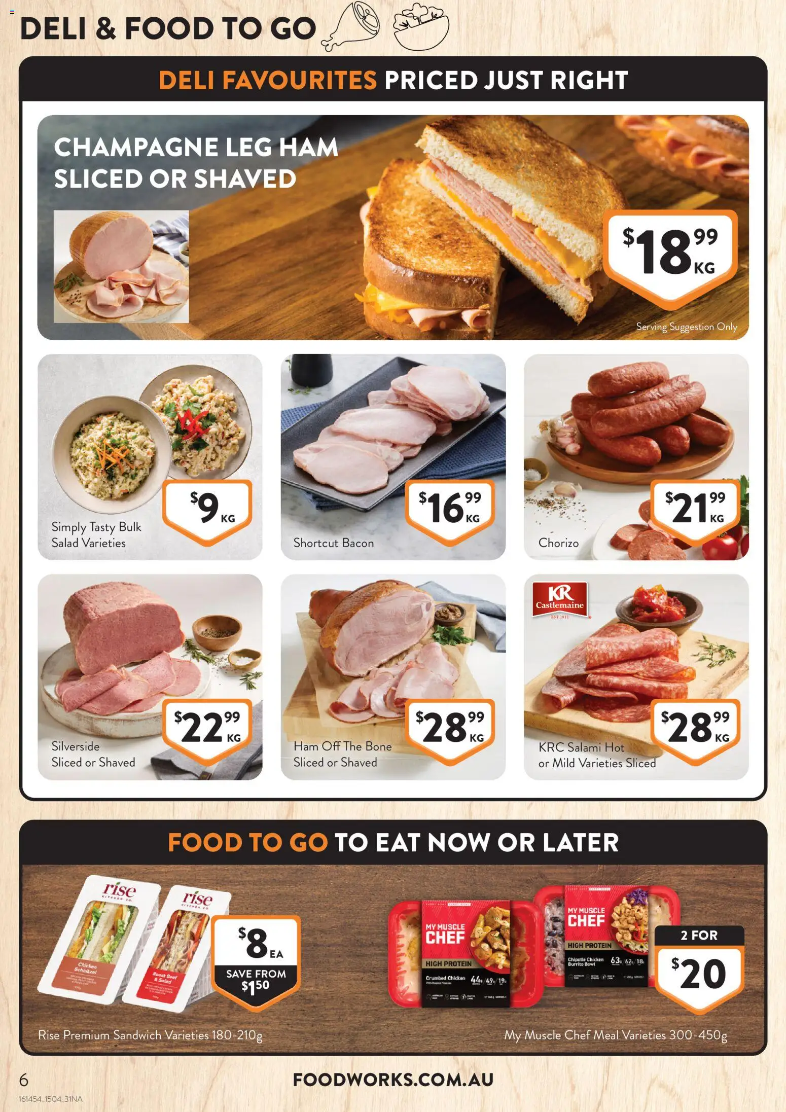 Foodworks catalogue - valid from 15.04.2026 | Page: 6 | Products: Salami, Ham, Chicken, Salad