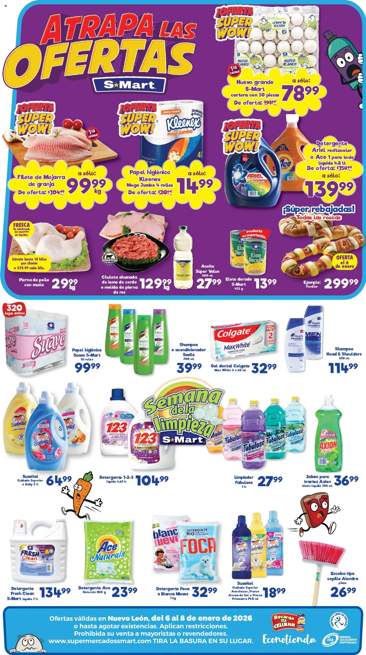 Nuevas ofertas de S-Mart válidas en toda la República Mexicana desde el 06.01.2026. ¡Encuentra las mejores ofertas en S-Mart folleto Monterrey! | Página: 2 | Productos: Pollo, Cepillo, Res, Jabón