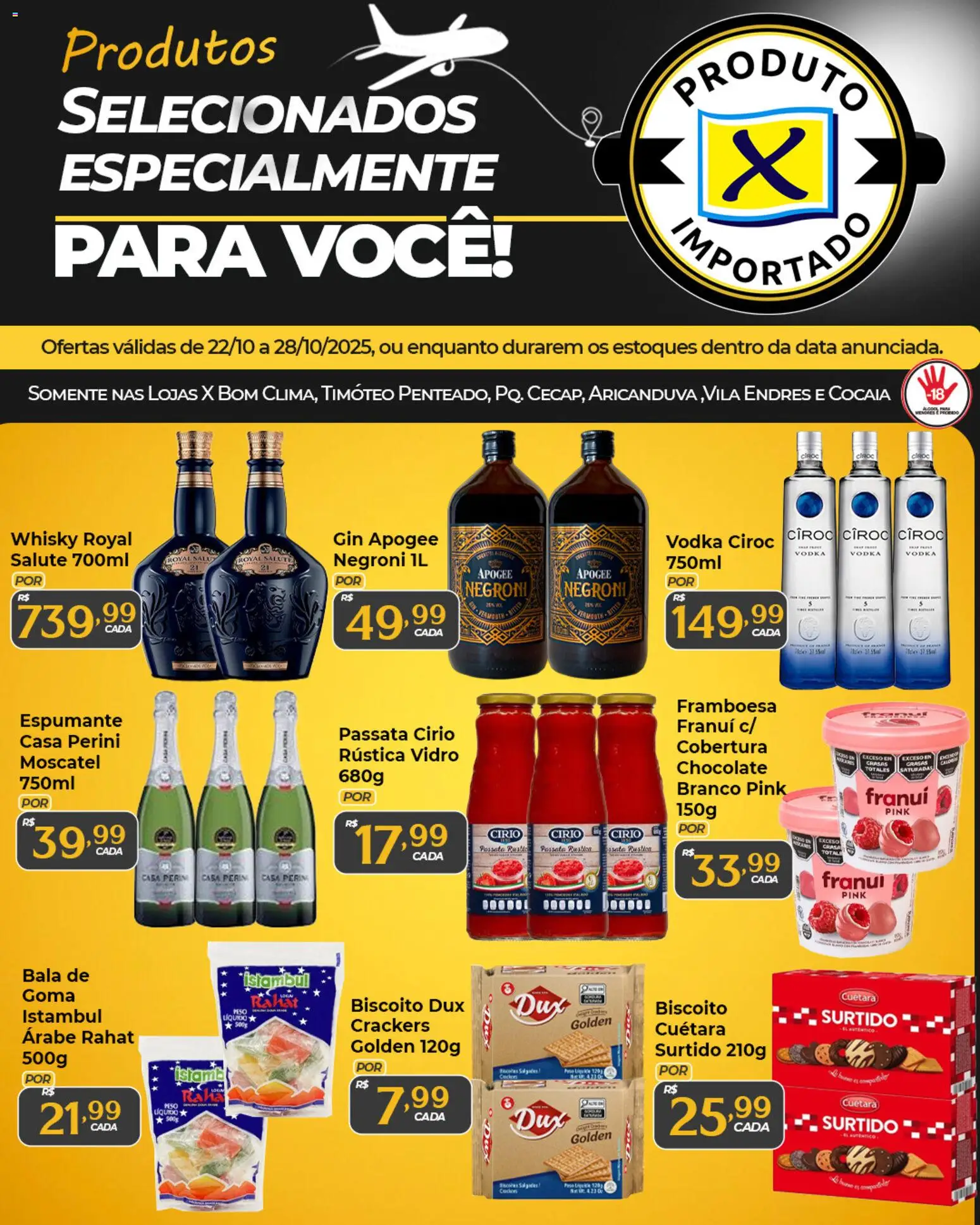 X Supermercados Folheto - válido de 22.10.2025 | Página: 1 | Produtos: Espumante, Whisky, Chocolate, Bala