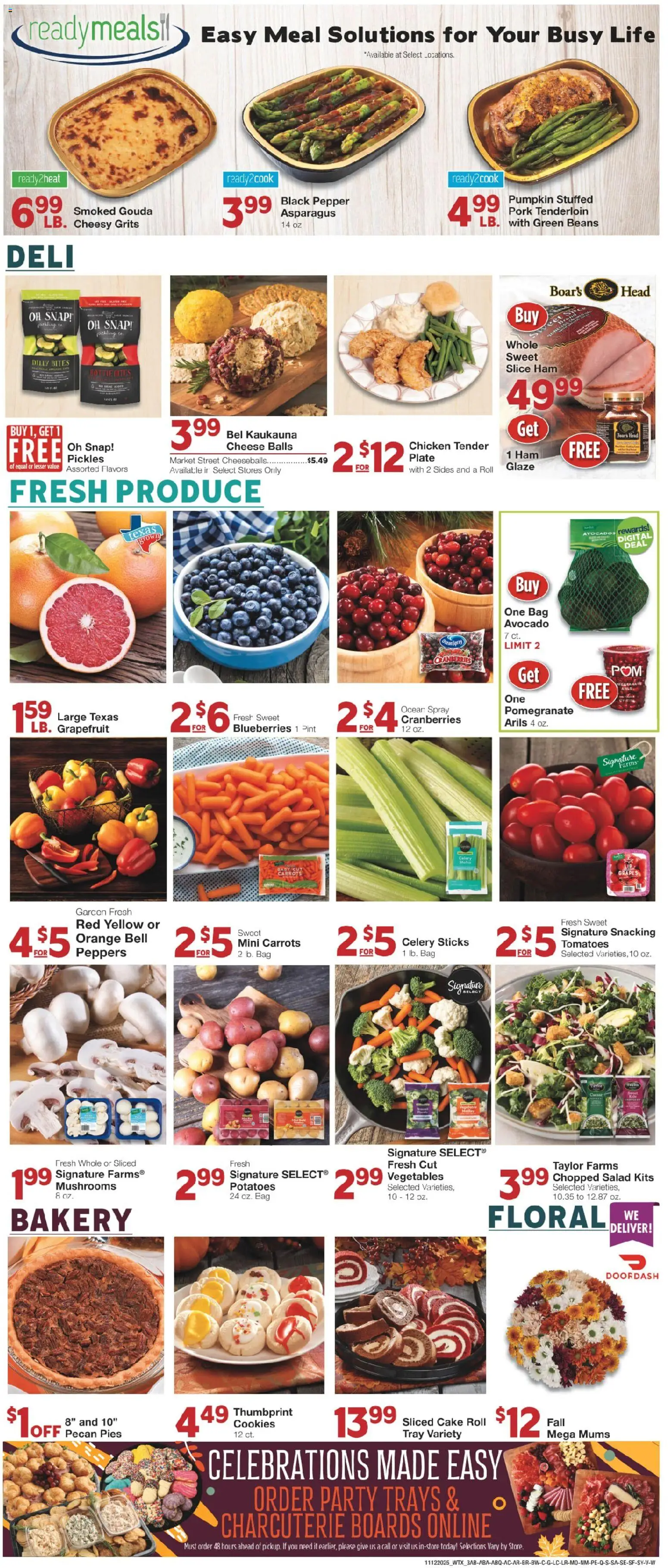 United Supermarkets Weekly Ad - valid from 11.11.2025 | Page: 3 | Products: Pork, Cookies, Grapefruit, Pepper