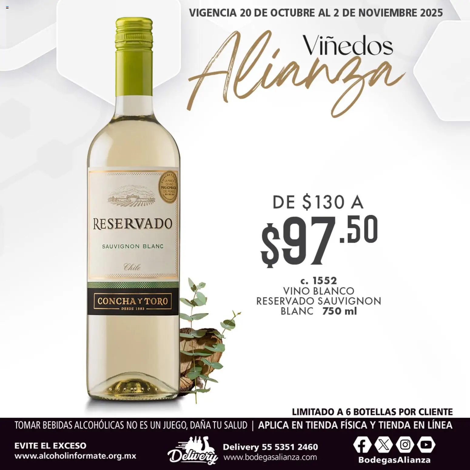 Nuevas ofertas de Bodegas Alianza válidas en toda la República Mexicana desde el 20.10.2025. ¡Encuentra las mejores ofertas en Bodegas Alianza catálogo Viñedos Alianza! | Página: 1 | Productos: Vino