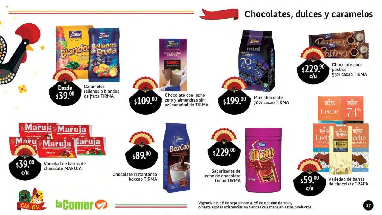 Nuevas ofertas de La Comer válidas en toda la República Mexicana desde el 26.09.2025. ¡Encuentra las mejores ofertas en La Comer folleto Olá, Olé! | Página: 17 | Productos: Almendras, Azúcar, Chocolate, Cacao
