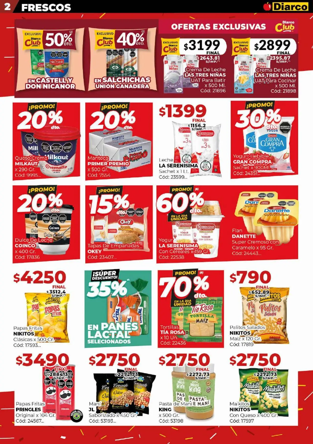Diarco - Ofertas Pueblo Interior │ válido desde el 15.09.2025 | Página: 2 | Productos: Crema de leche, Dulce de leche, Mani, Manteca