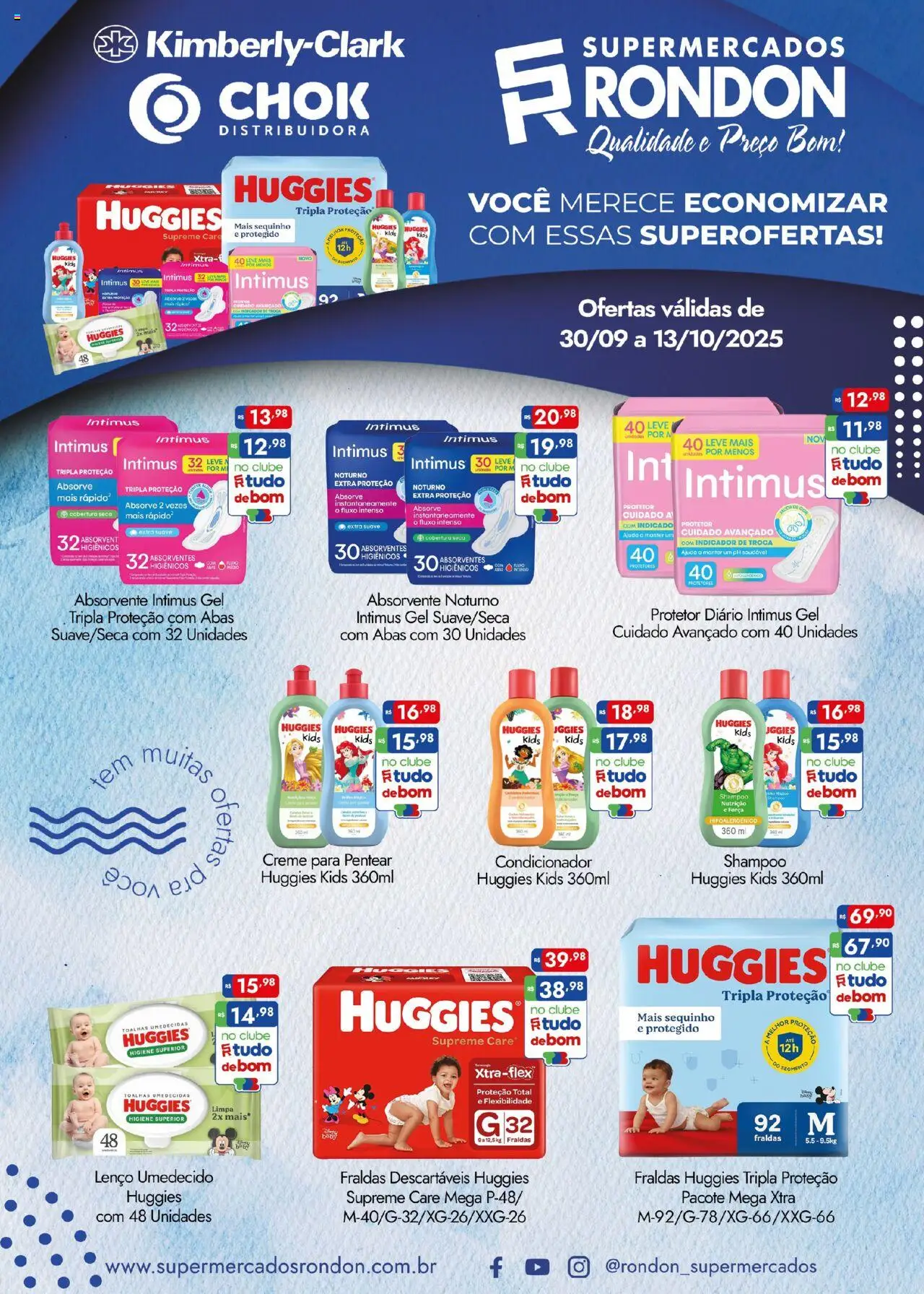 Supermercados Rondon Folheto - válido de 30.09.2025 | Página: 1 | Produtos: Condicionador, Creme para pentear, Lenço umedecido, Fraldas