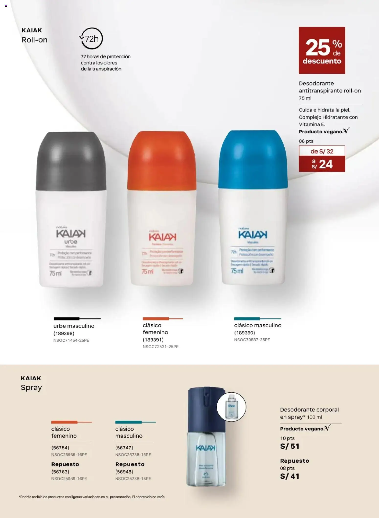 Catálogo Natura válido desde 31.03.2026 | Página: 142 | Productos: Desodorante, Antitranspirante