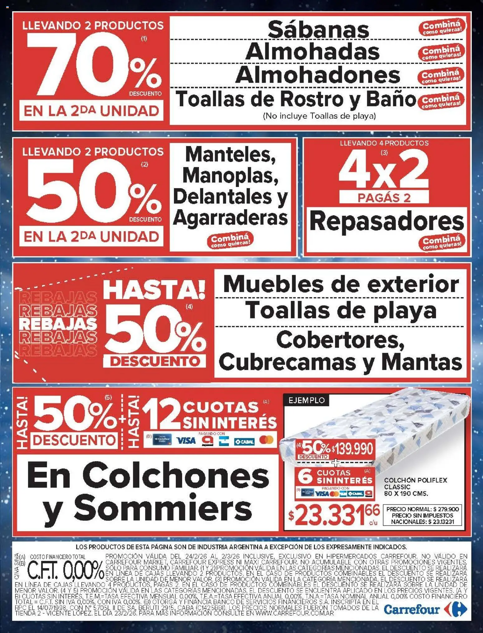 Carrefour ofertas │ válido desde el 24.02.2026 | Página: 24 | Productos: Banco, Sabanas, Toallas, Sobre