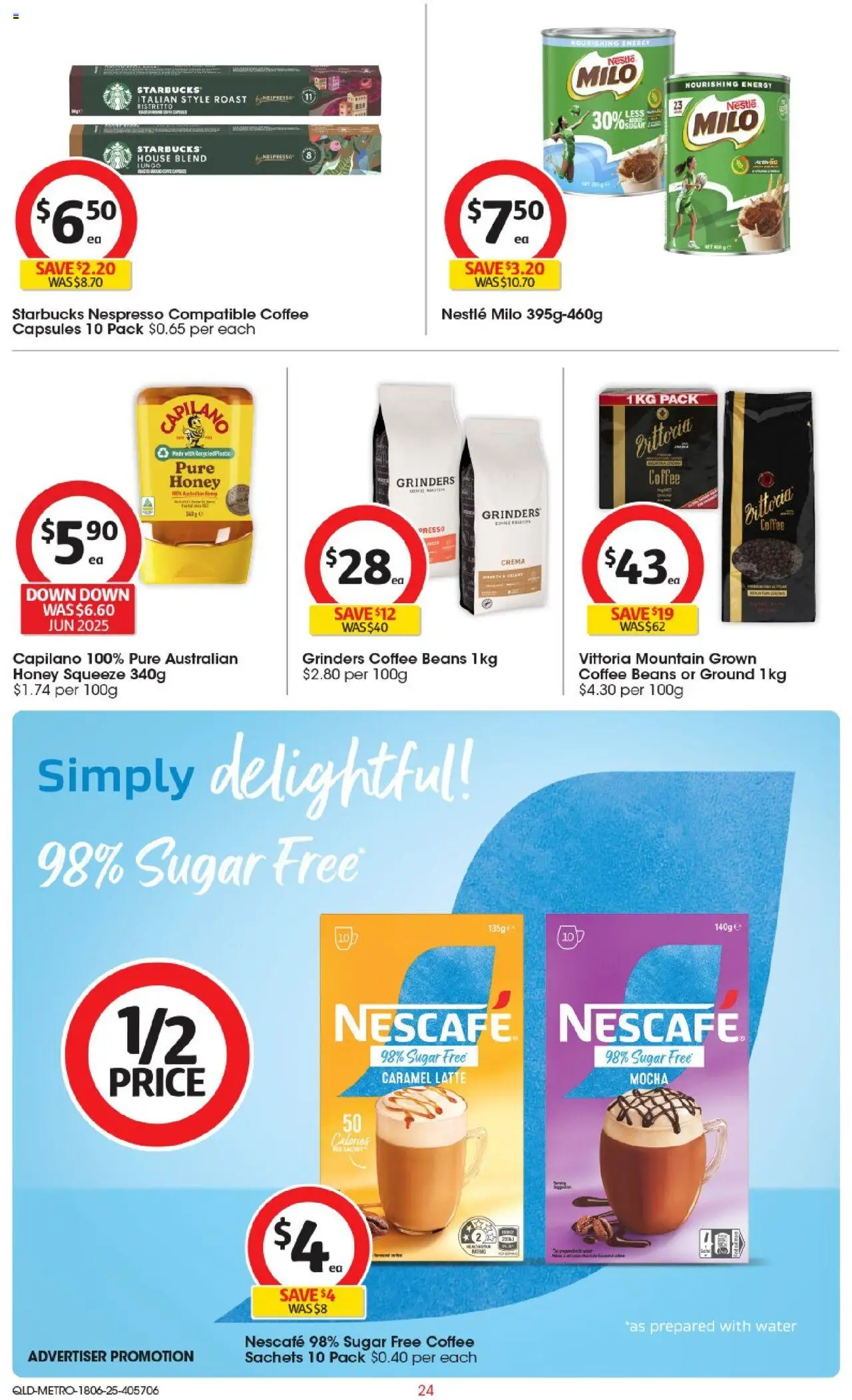 Coles catalogue - valid from 18.06.2025 | Page: 24 | Products: Coffee, Honey, Water, Nescafe