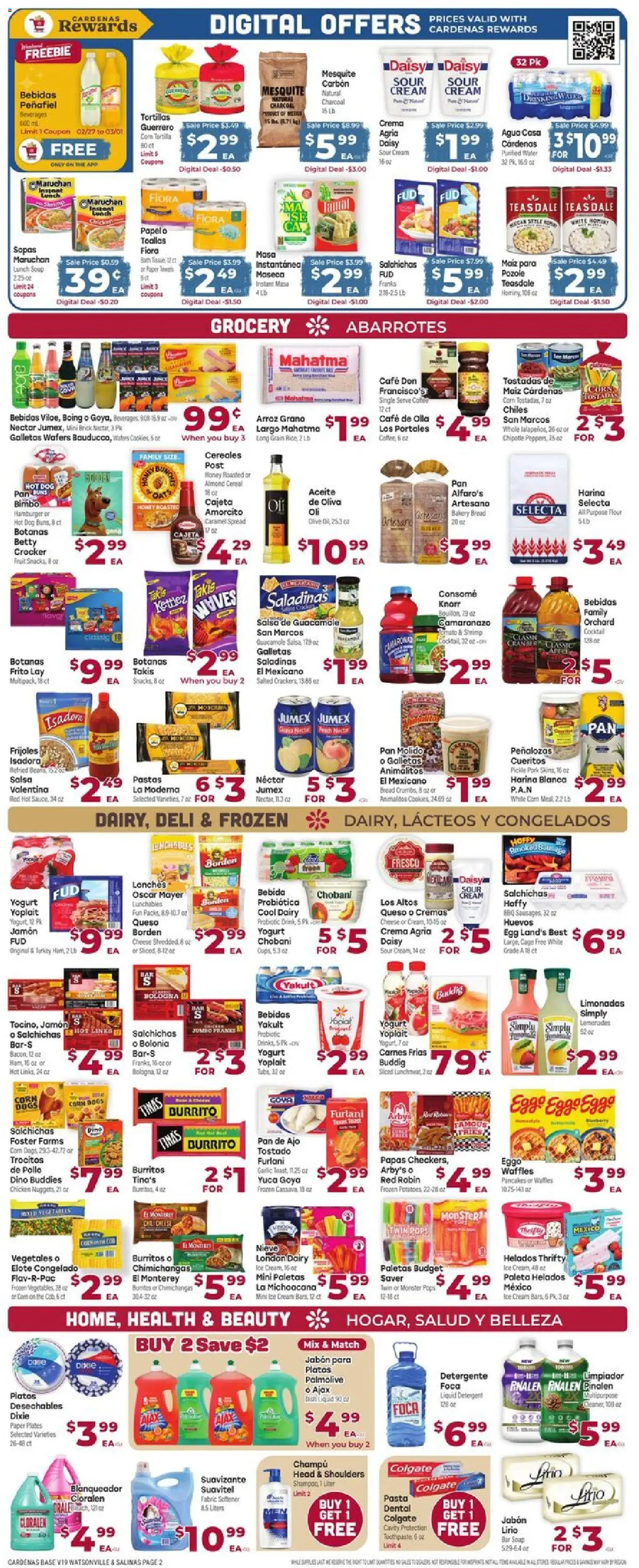 Cardenas Weekly Ad - CA - valid from 25.02.2026 | Page: 2 | Products: Bakery, Yogurt, Bread, Soap