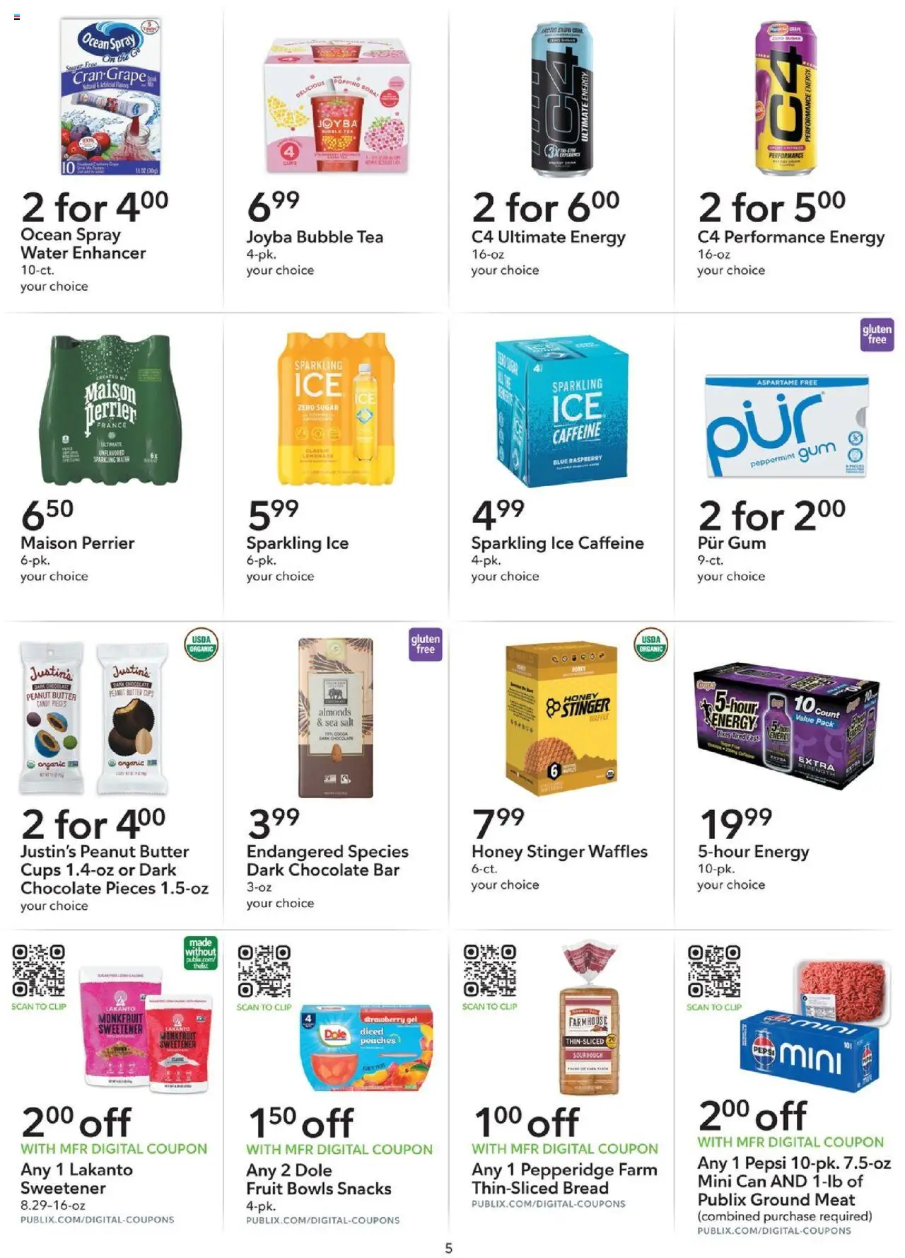 Publix Extra Savings - valid from 23.08.2025 | Page: 5 | Products: Peaches, Chocolate, Tea, Sugar