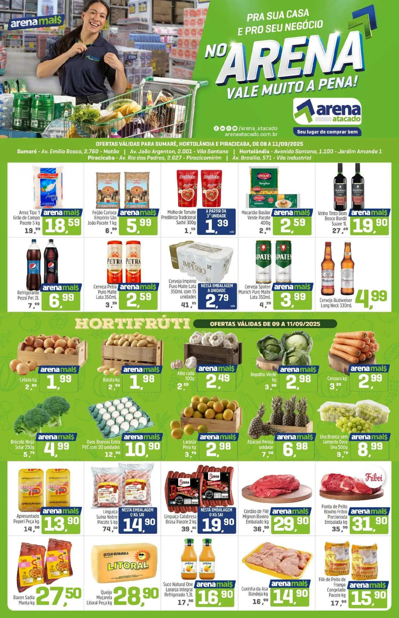 Arena Atacado Folheto - válido de 08.09.2025 | Página: 1 | Produtos: Pera, Ovos, Macarrão, Batata