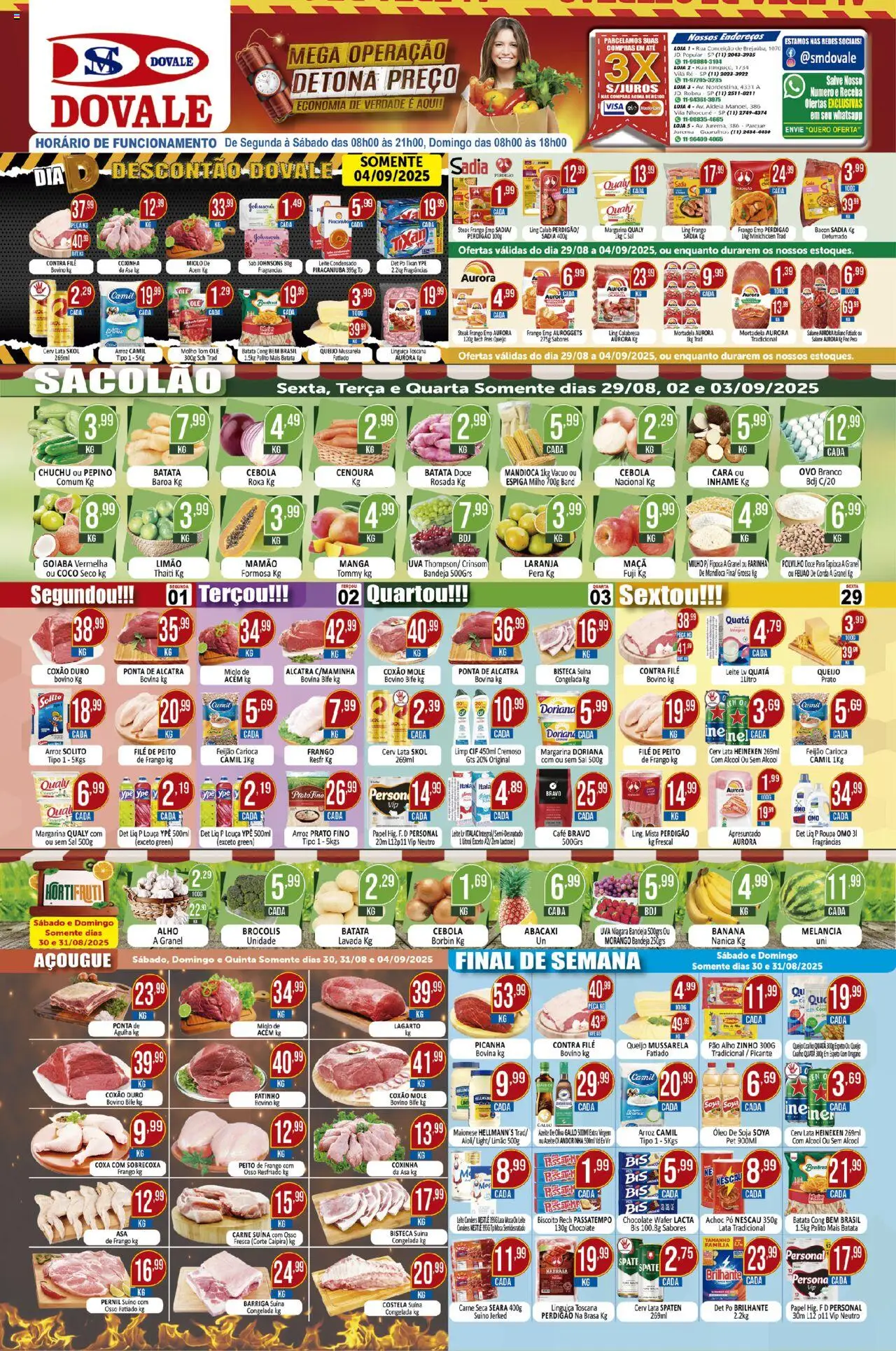 Dovale Folheto - válido de 29.08.2025 | Página: 1 | Produtos: Chuchu, Corda, Bandeja, Leite condensado